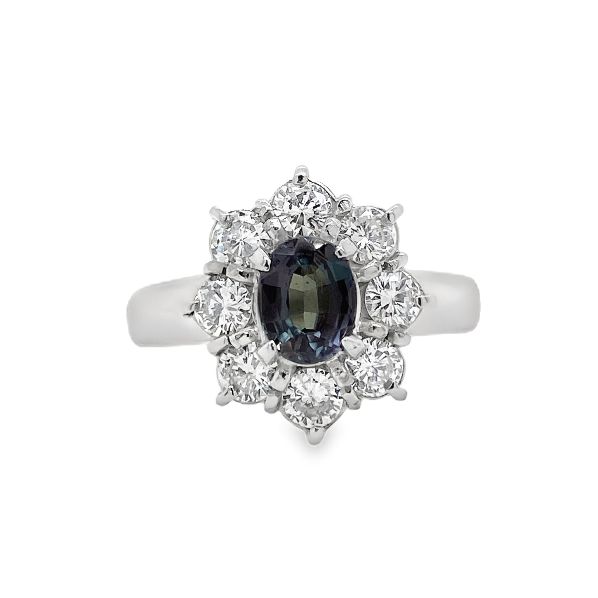 0.625ct Oval Brazil Alexandrite & Diamond Platinum Ring