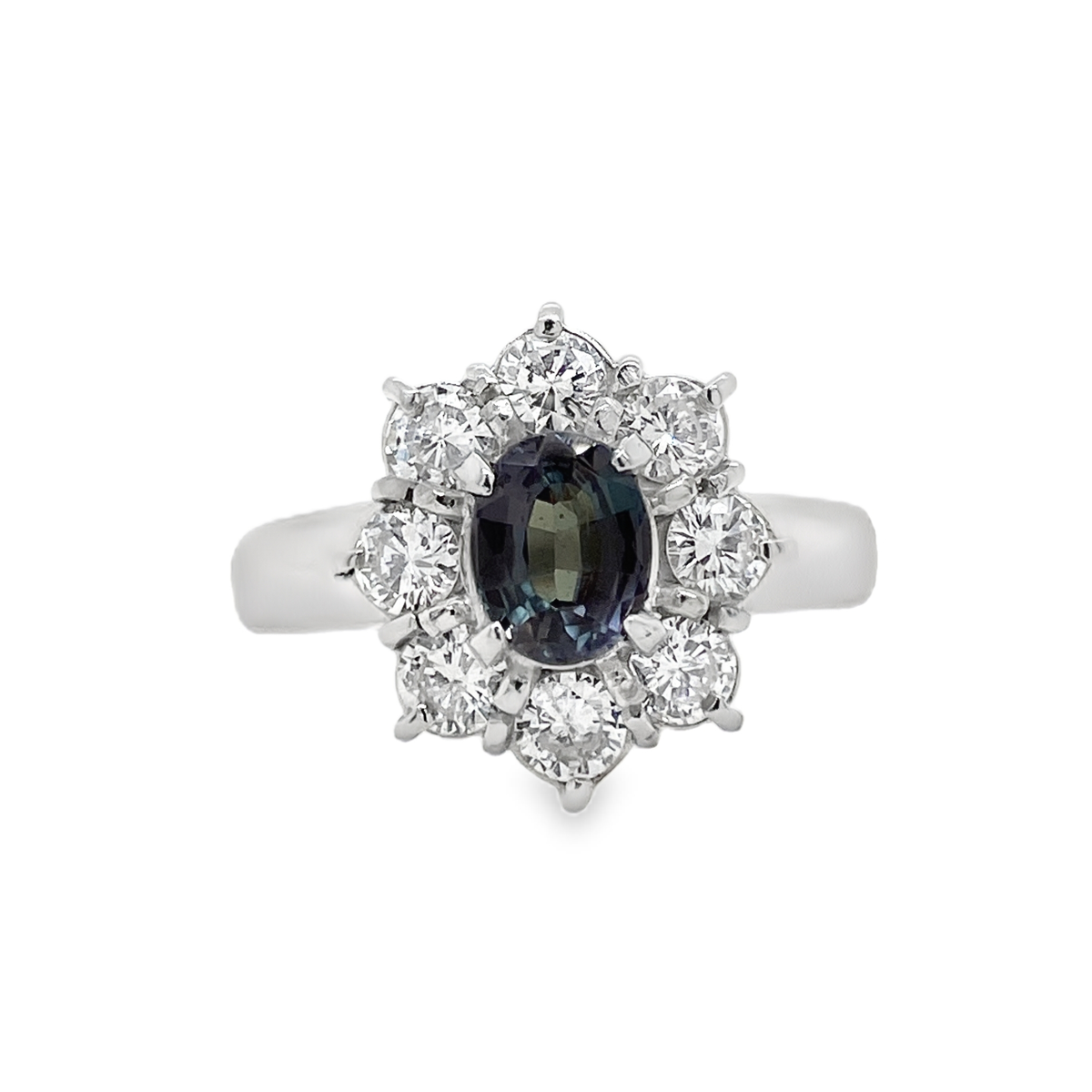 0.625ct Oval Brazil Alexandrite & Diamond Platinum Ring