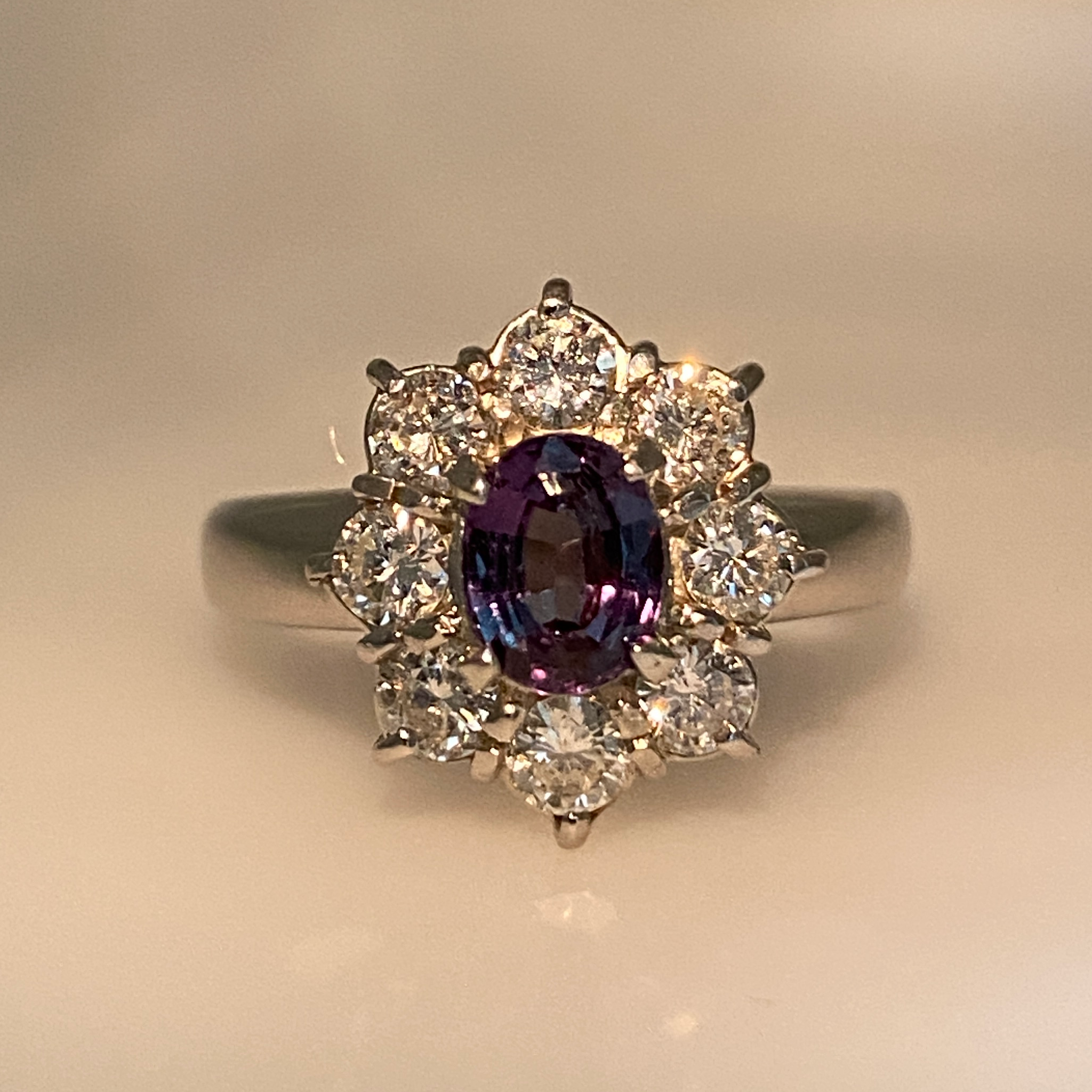 0.625ct Oval Brazil Alexandrite & Diamond Platinum Ring