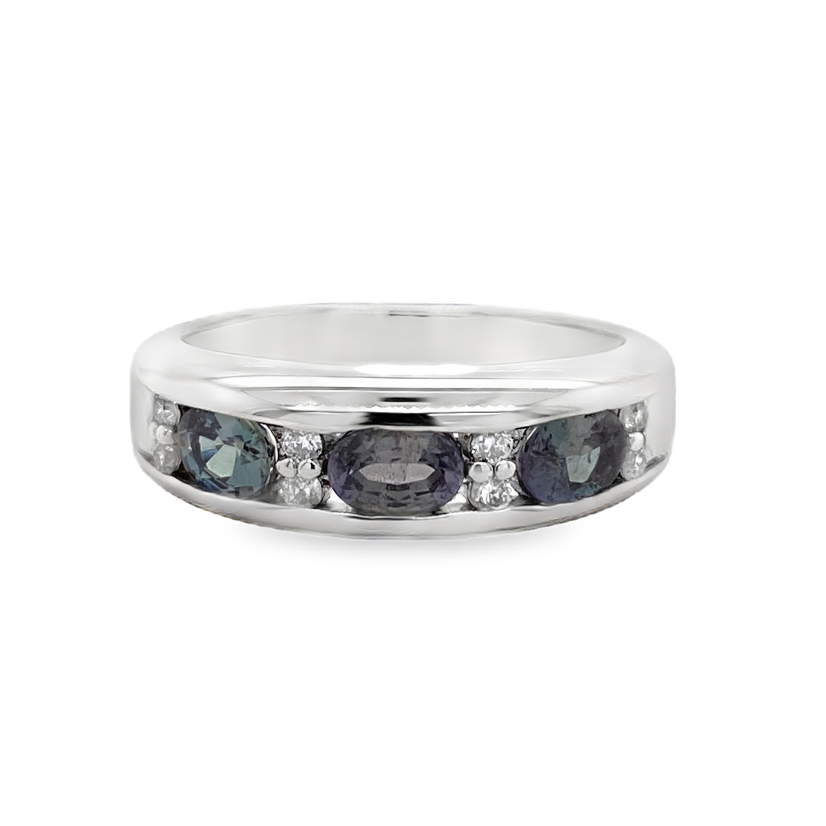 0.82ct Alexandrite Trilogy & Diamond Platinum Ring