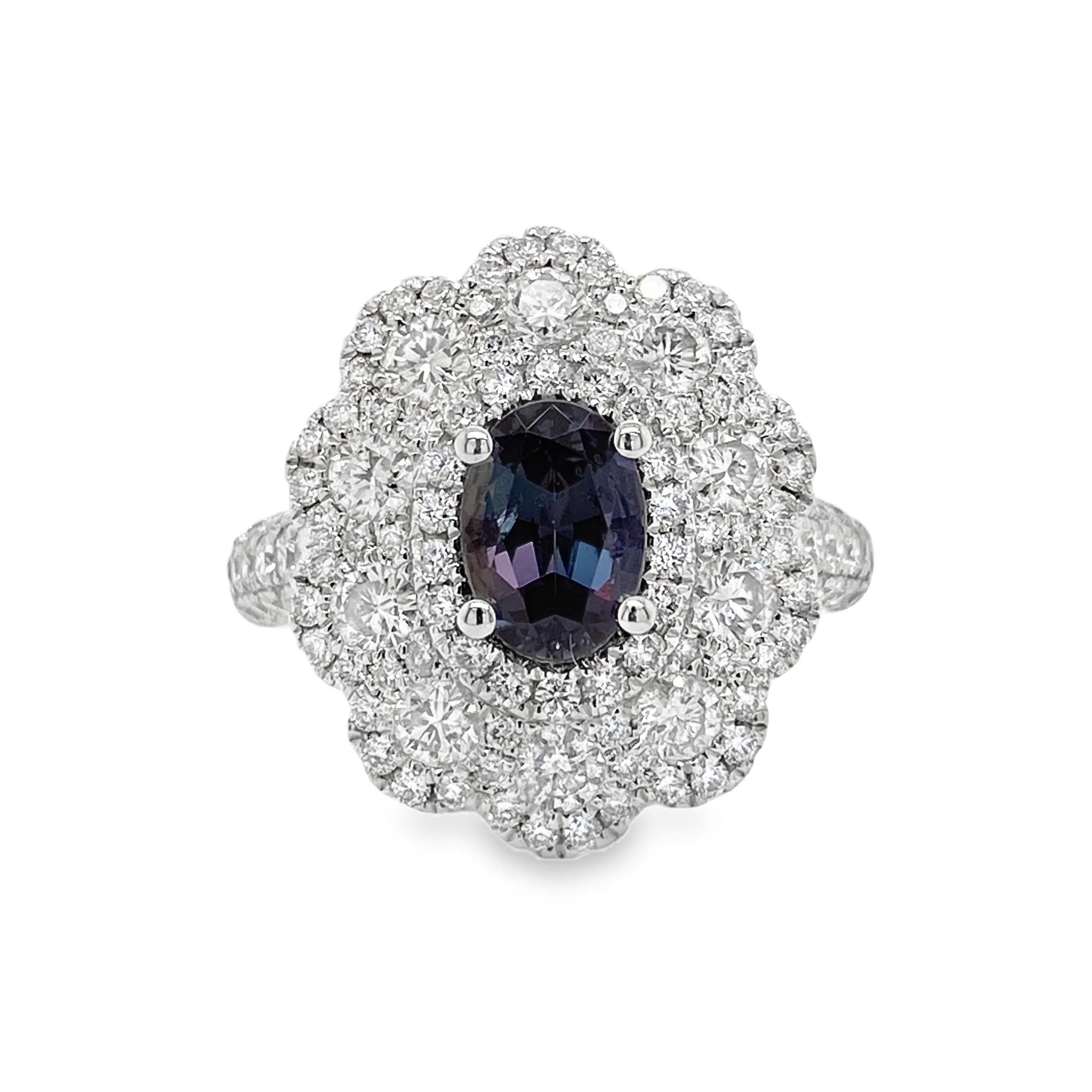 1.09ct Oval Brazil Alexandrite & Diamond Halo Ring
