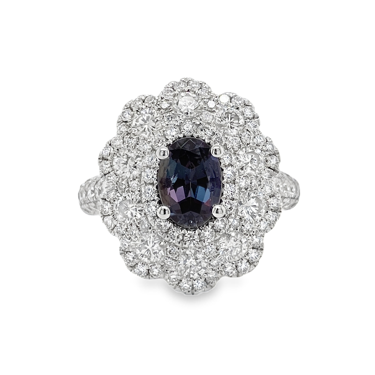 1.09ct Oval Brazil Alexandrite & Diamond Halo Ring