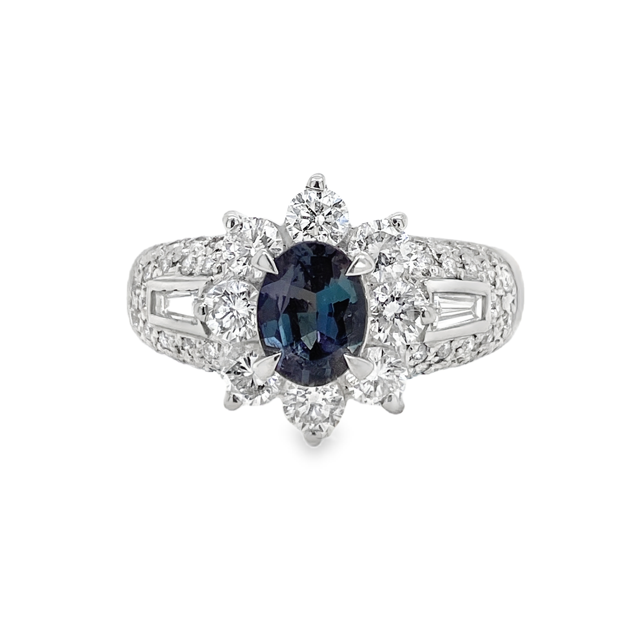 0.85ct Oval Brazil Alexandrite & Diamond Platinum Ring