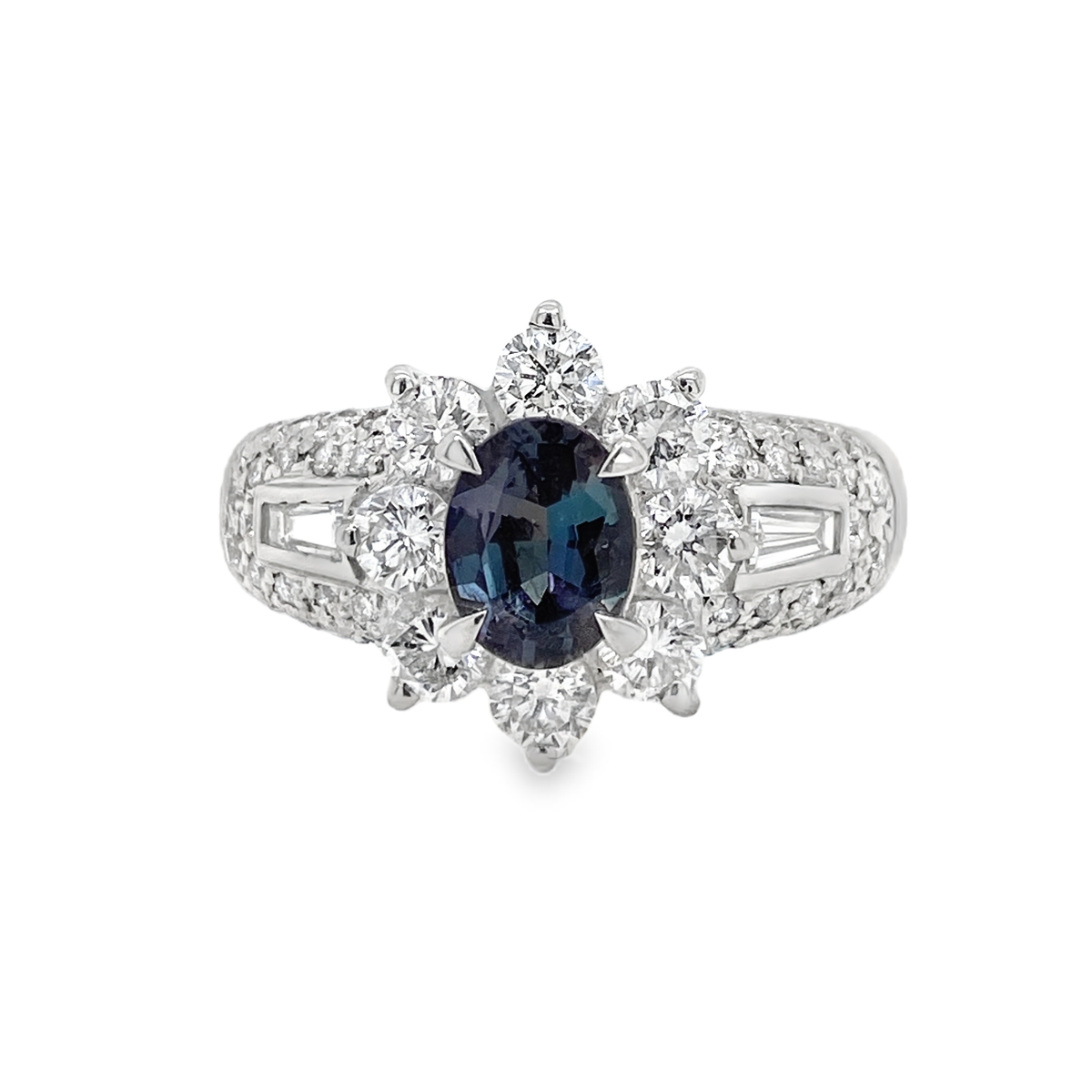 0.85ct Oval Brazil Alexandrite & Diamond Platinum Ring
