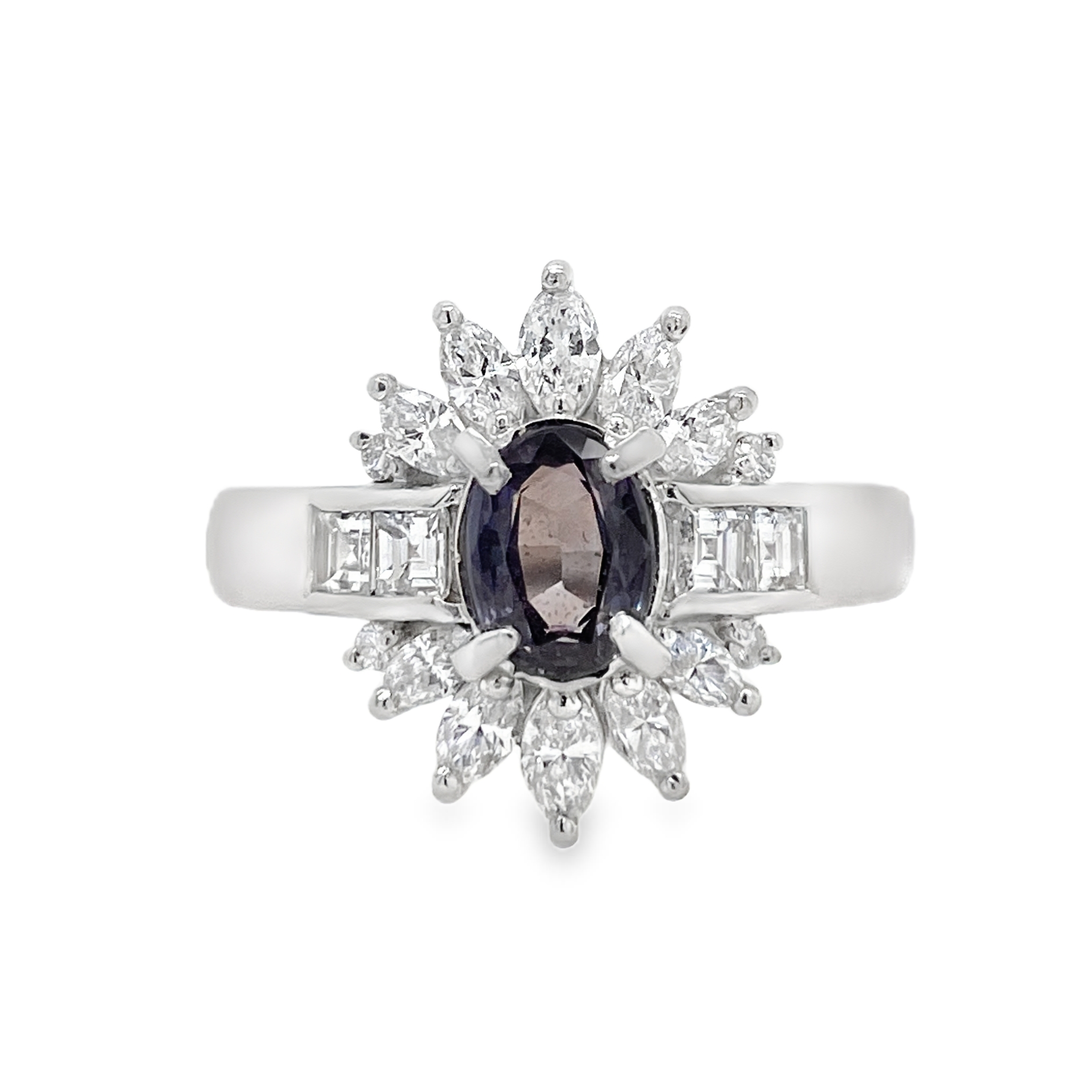 0.72ct Oval Brazil Alexandrite & Diamond Platinum Ring