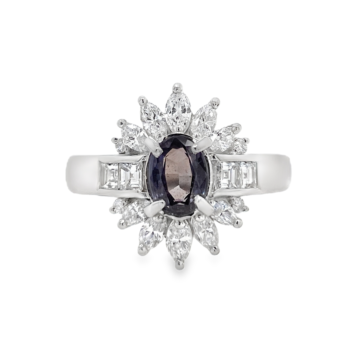 0.72ct Oval Brazil Alexandrite & Diamond Platinum Ring