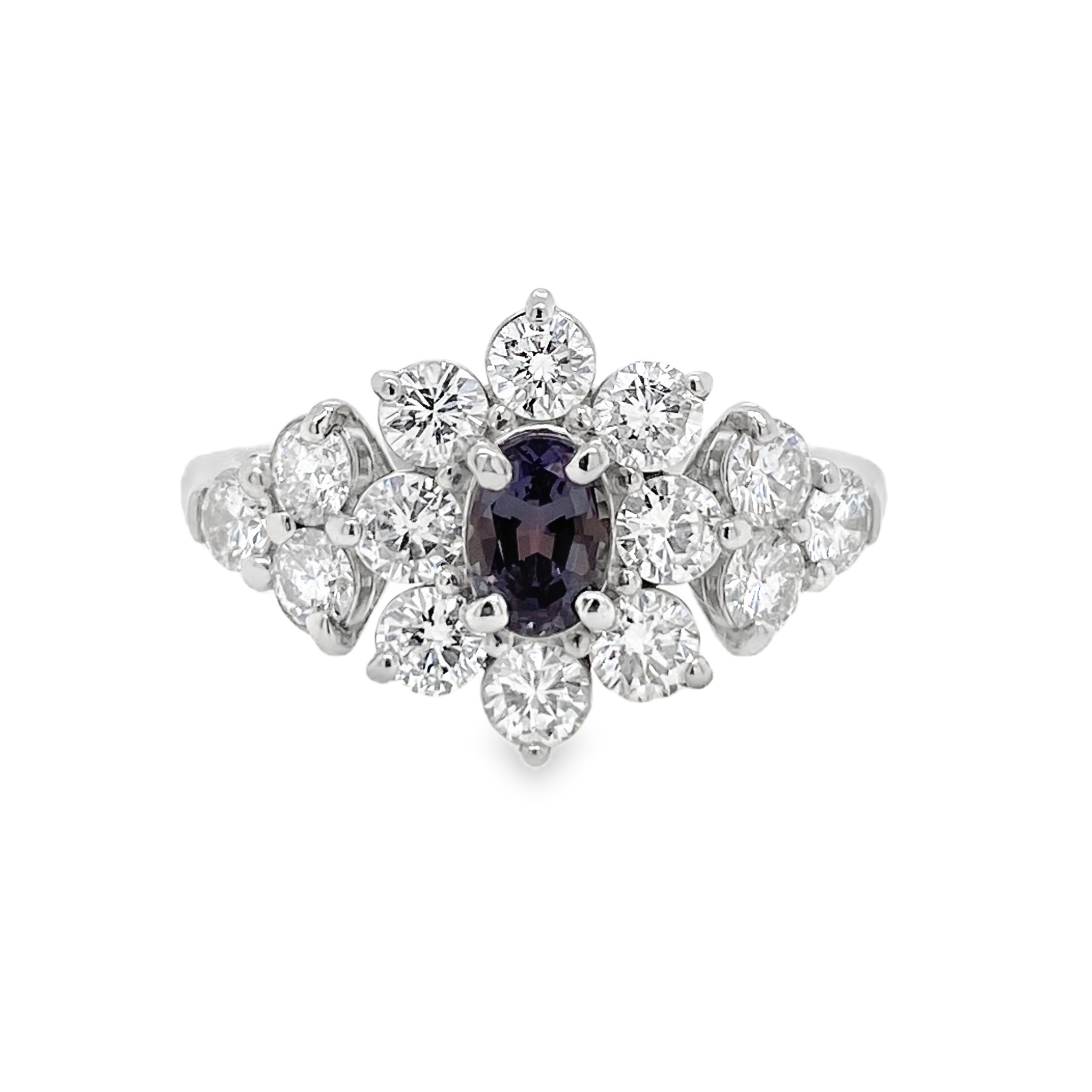 0.415ct Oval Brazil Alexandrite & Diamond Platinum Ring