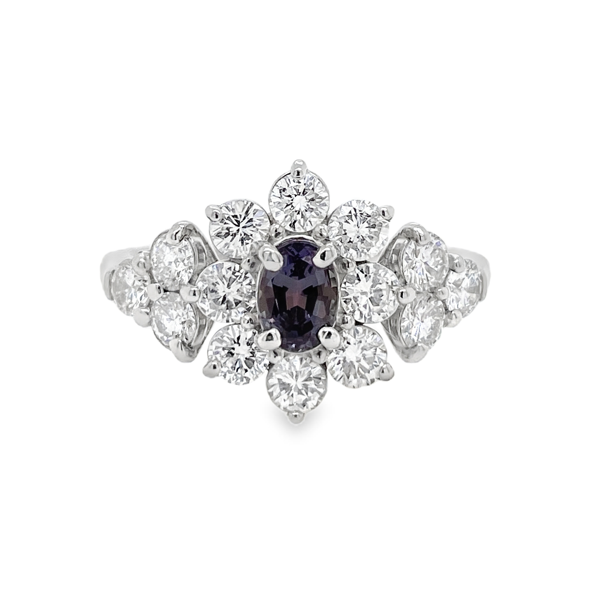 0.415ct Oval Brazil Alexandrite & Diamond Platinum Ring