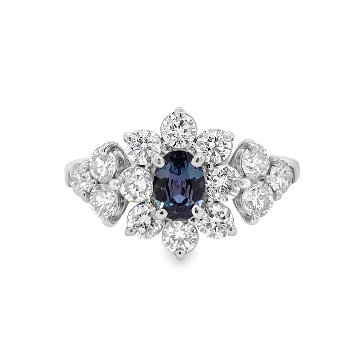 0.37ct Oval Brazil Alexandrite & Diamond Platinum Ring