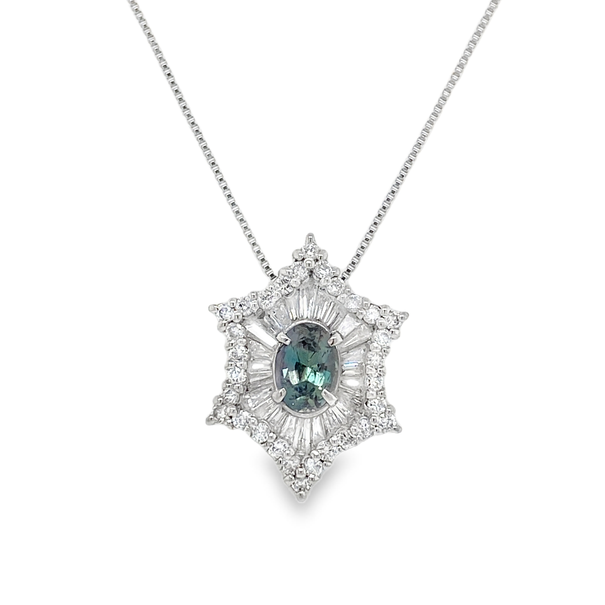 0.58ct Oval Alexandrite & Diamond Platinum Pendant