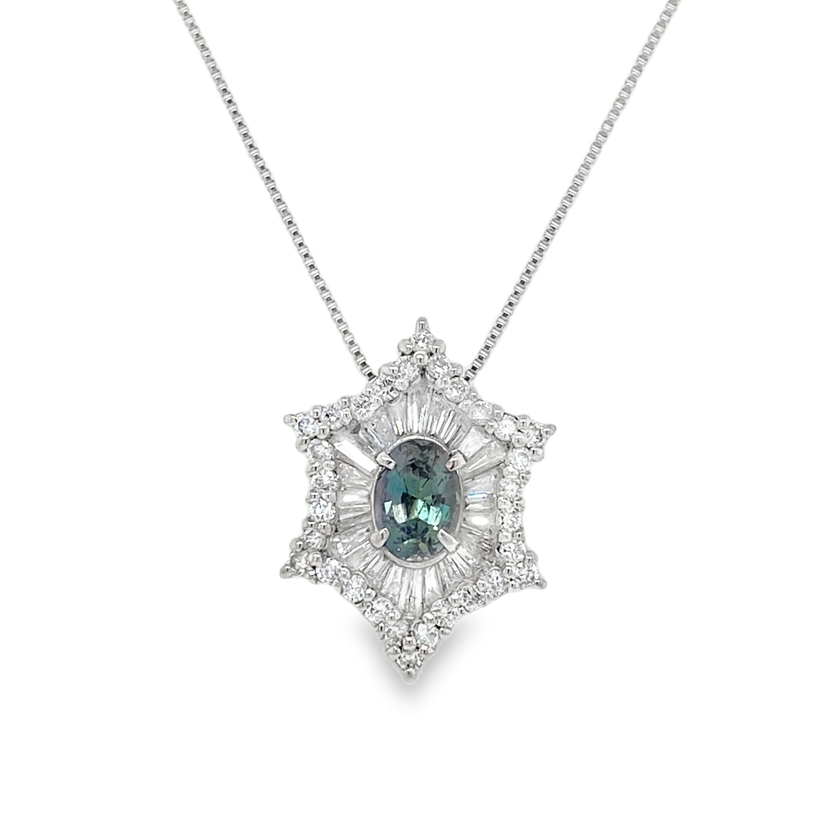 0.58ct Oval Alexandrite & Diamond Platinum Pendant