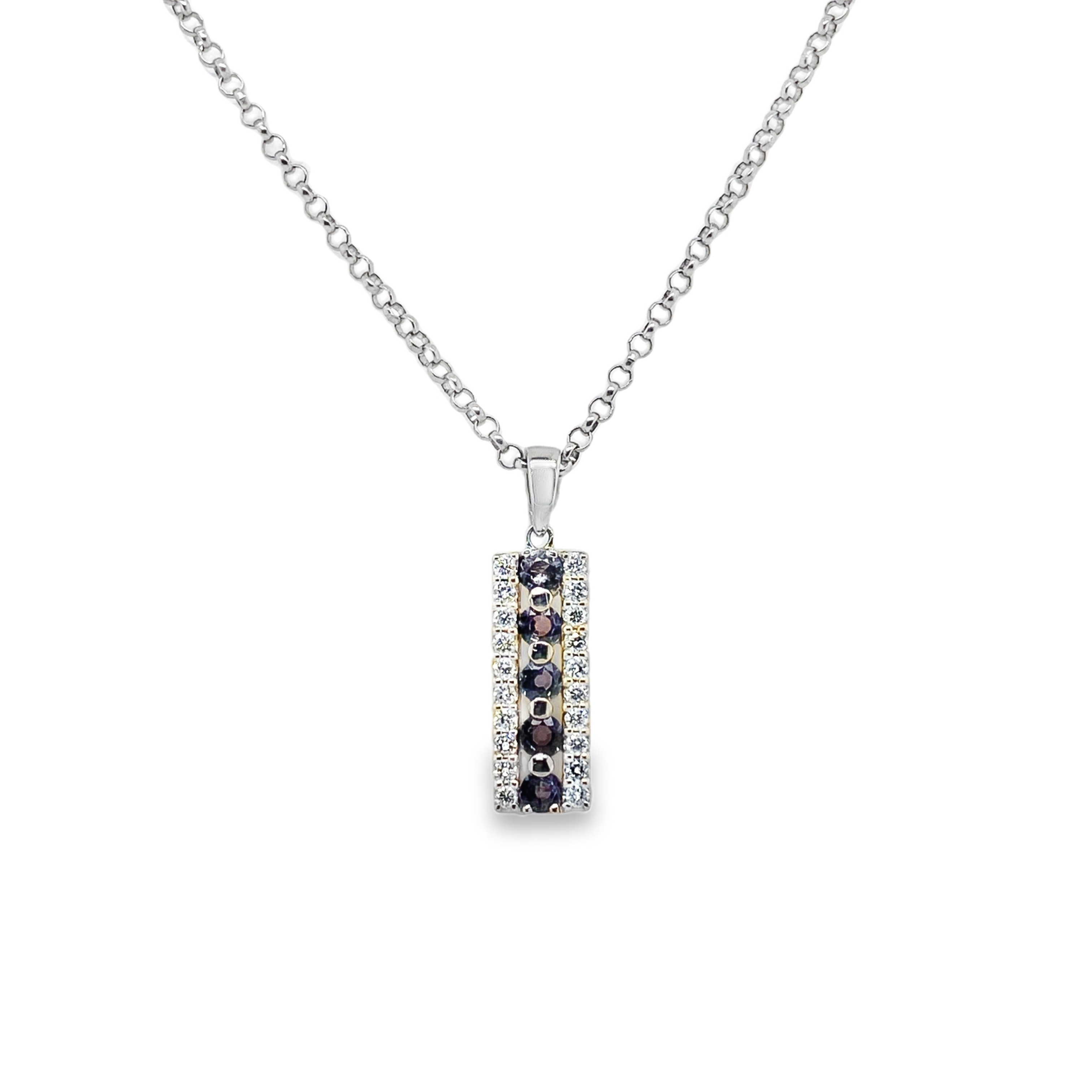 0.41ct Round Alexandrite & Diamond Platinum Pendant