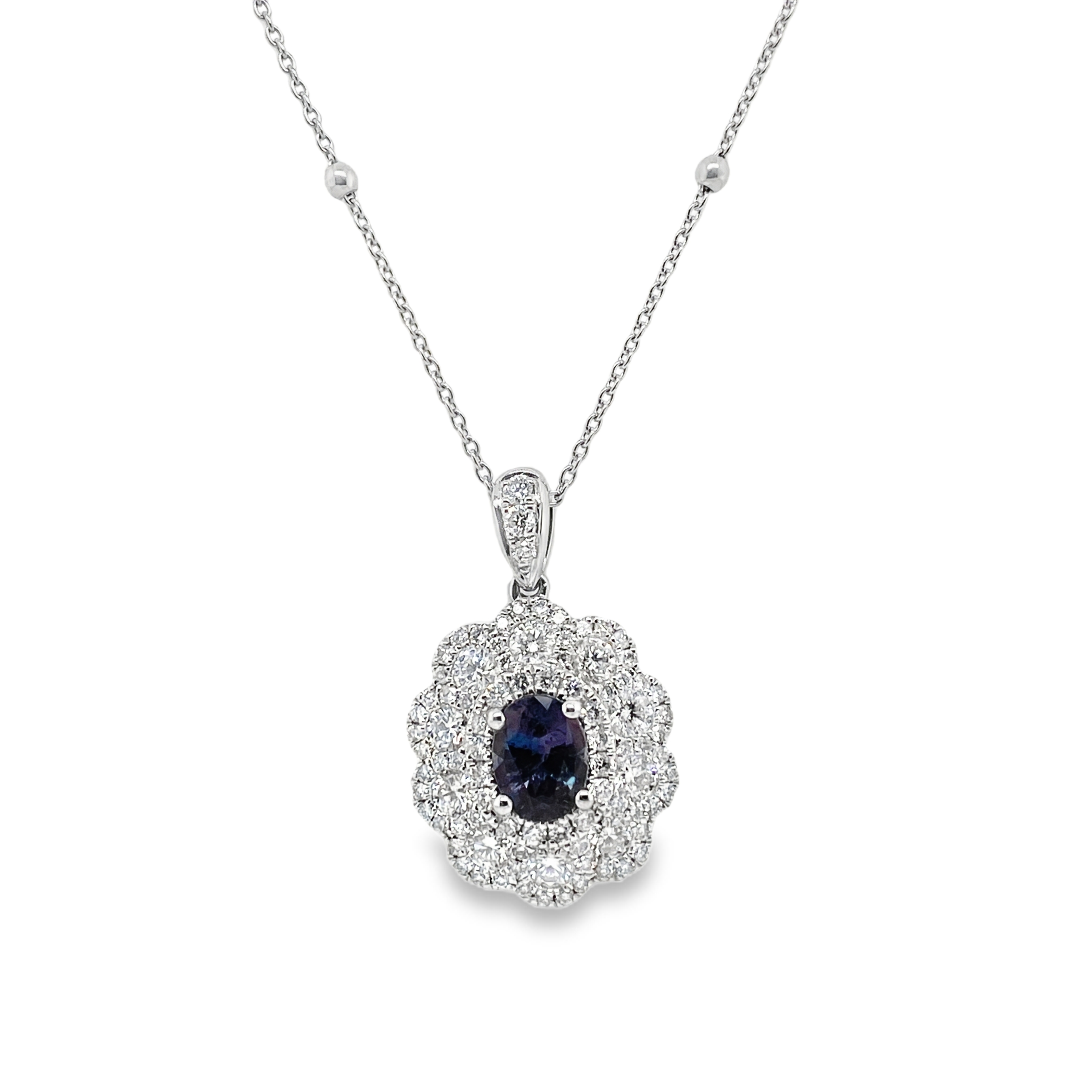 1.00ct Oval Brazil Alexandrite & Diamond Platinum Pendant
