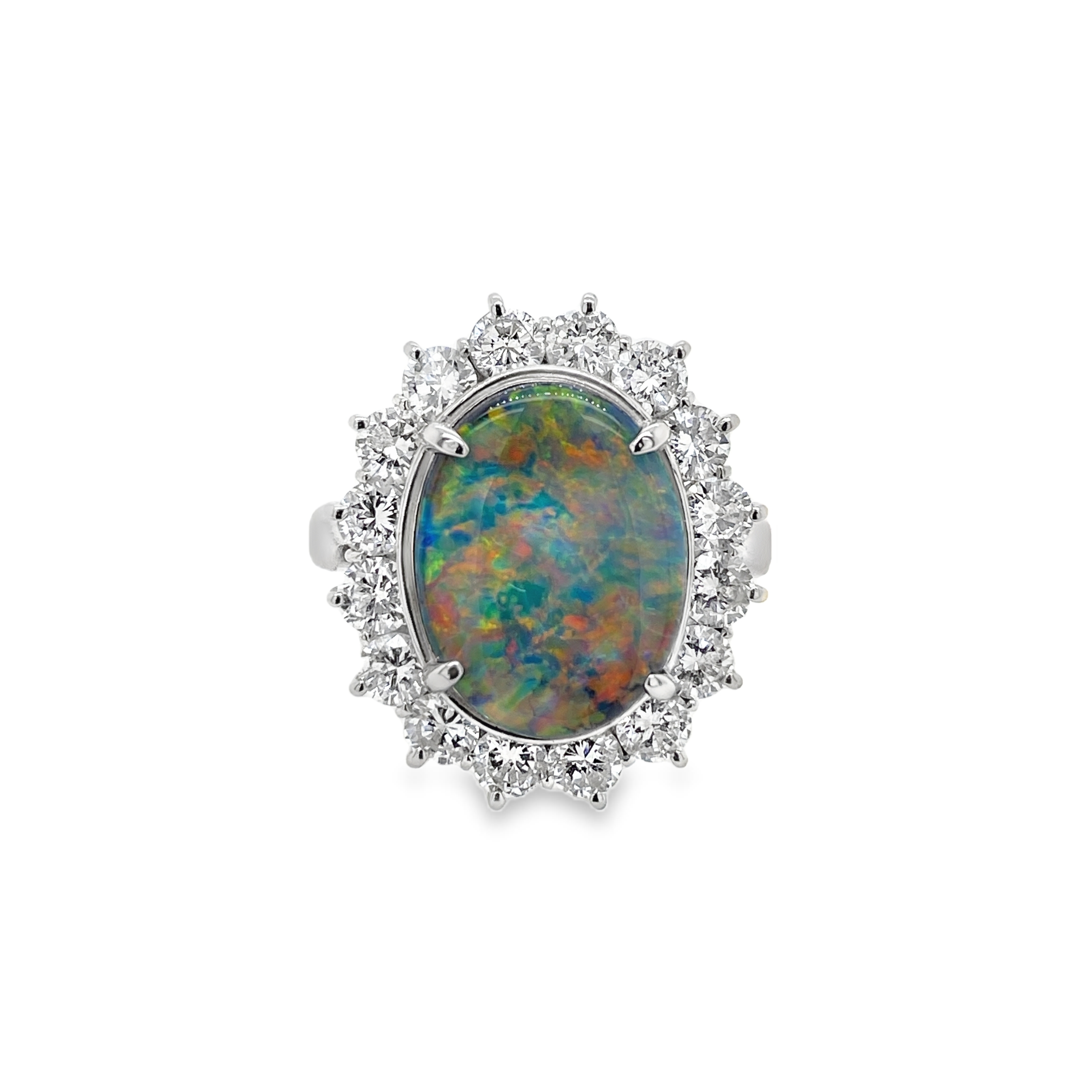 4.45 Black Opal and Diamond Ring