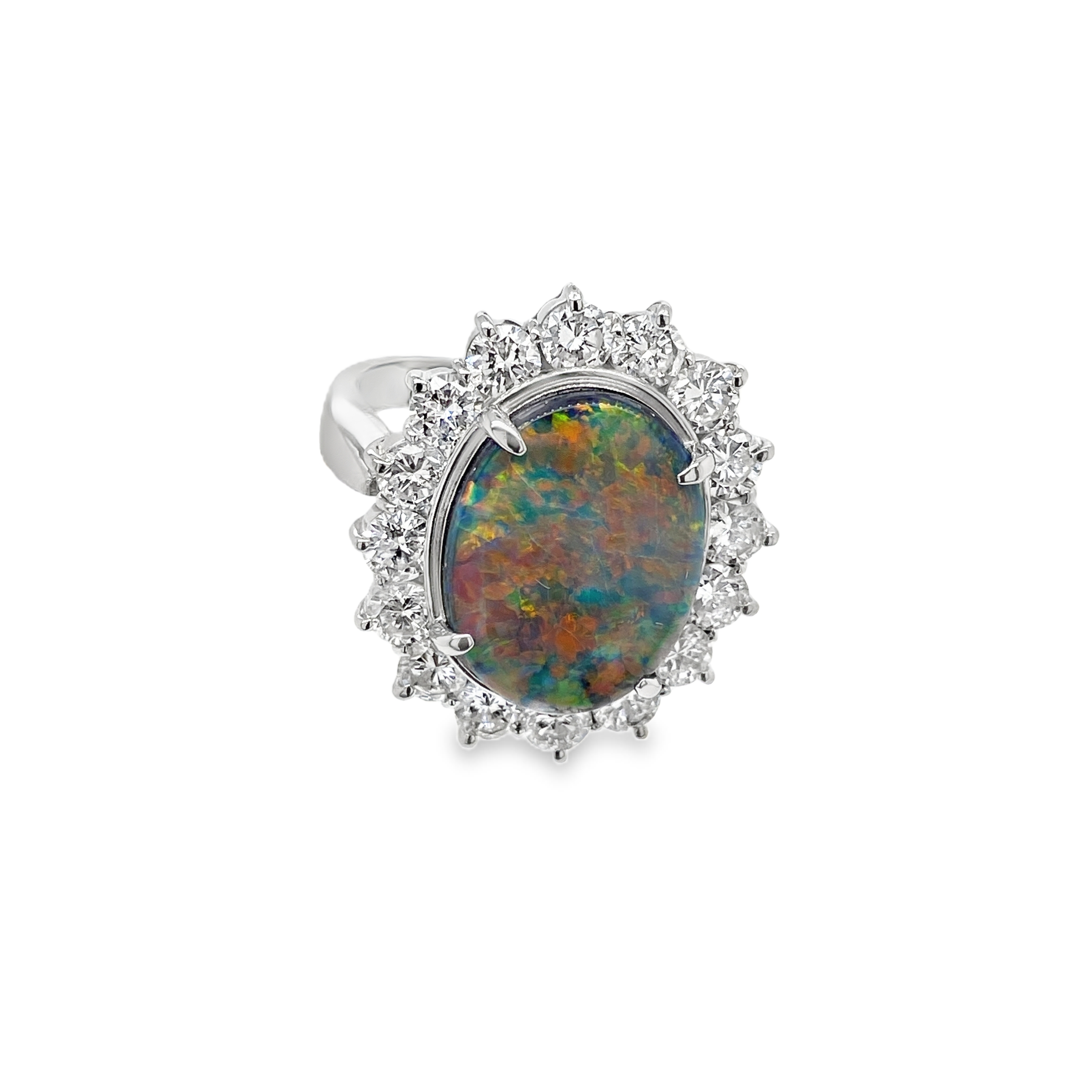 4.45 Black Opal and Diamond Ring
