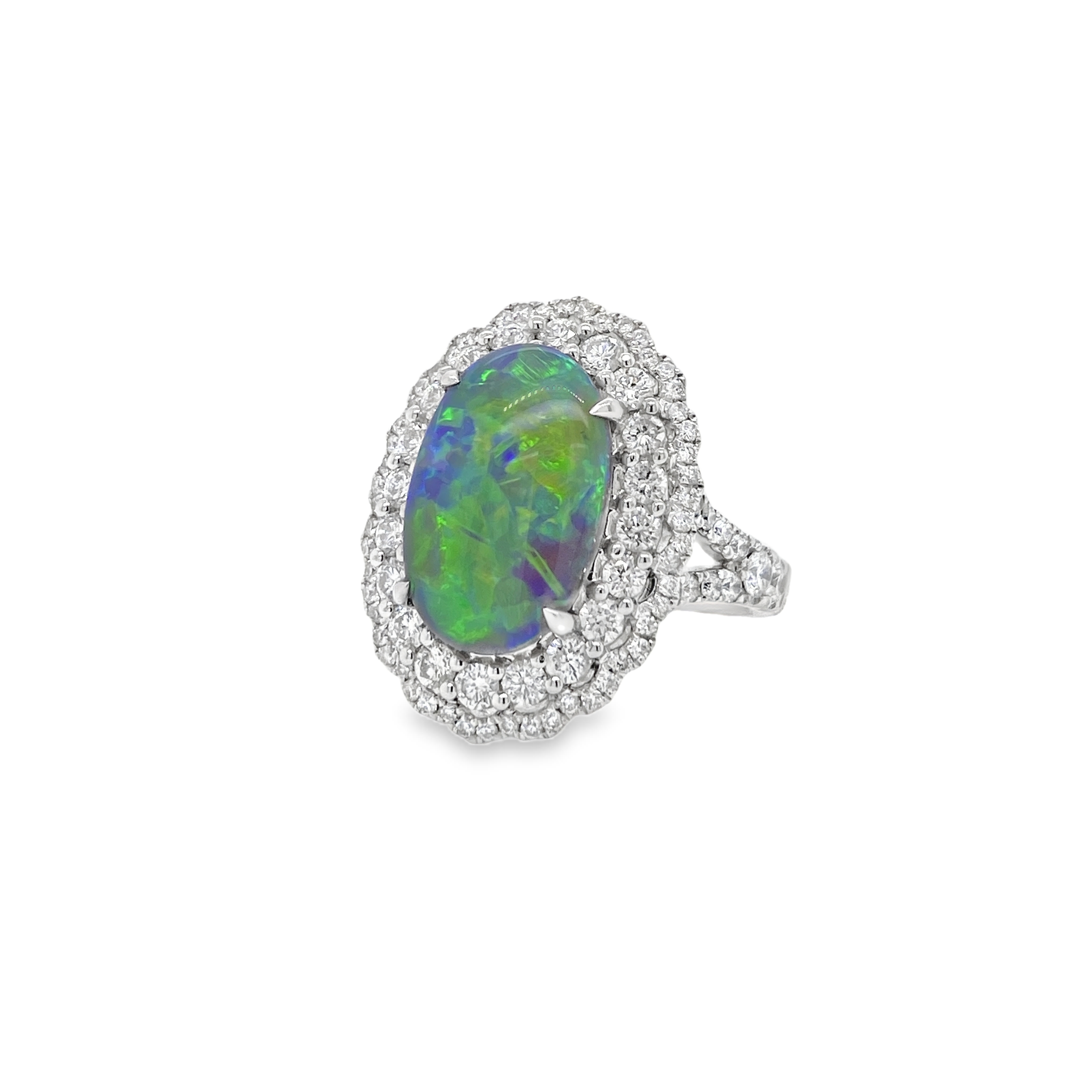 3.49ct Black Opal & Diamond Ring