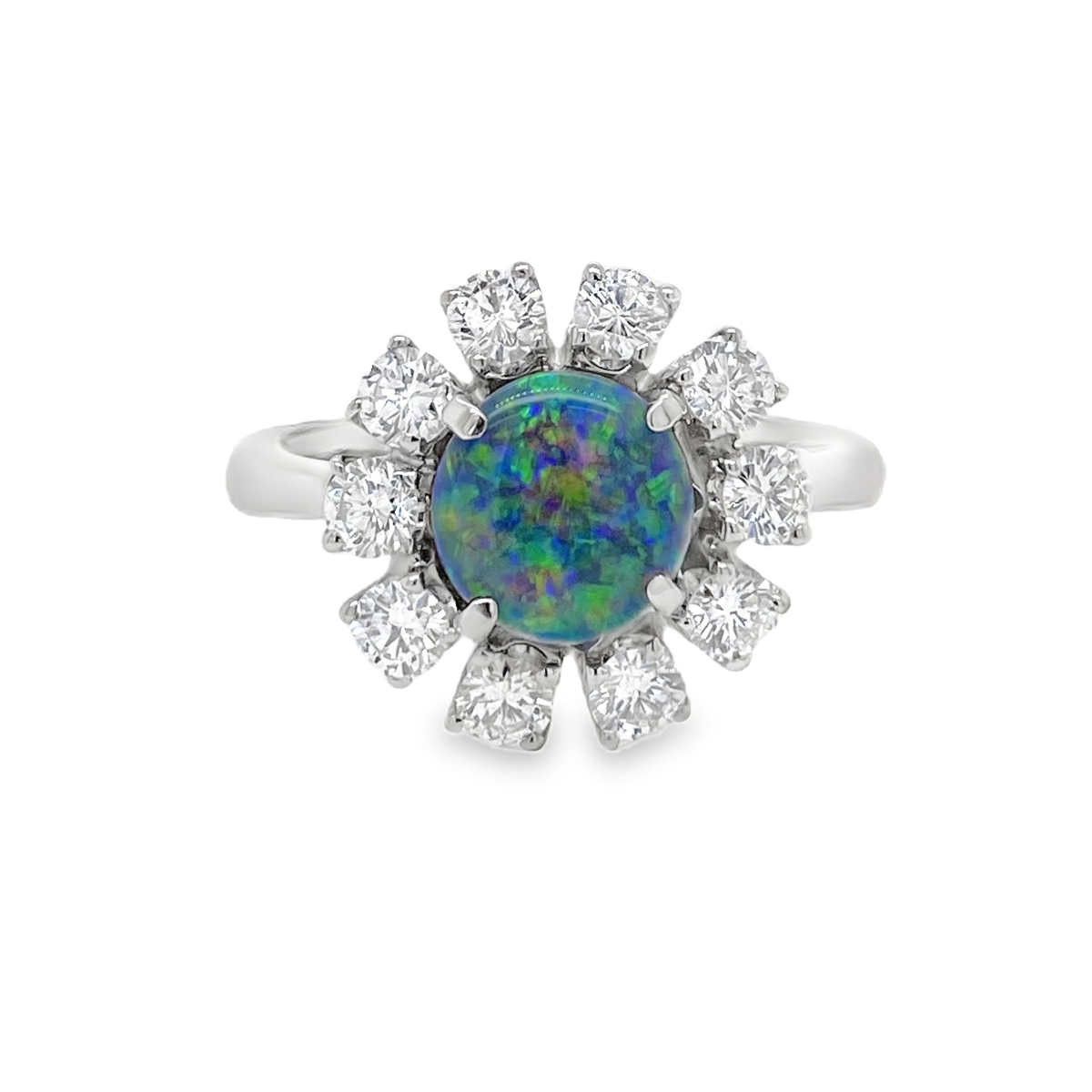 1.03 Ct Black Opal and Diamond Ring