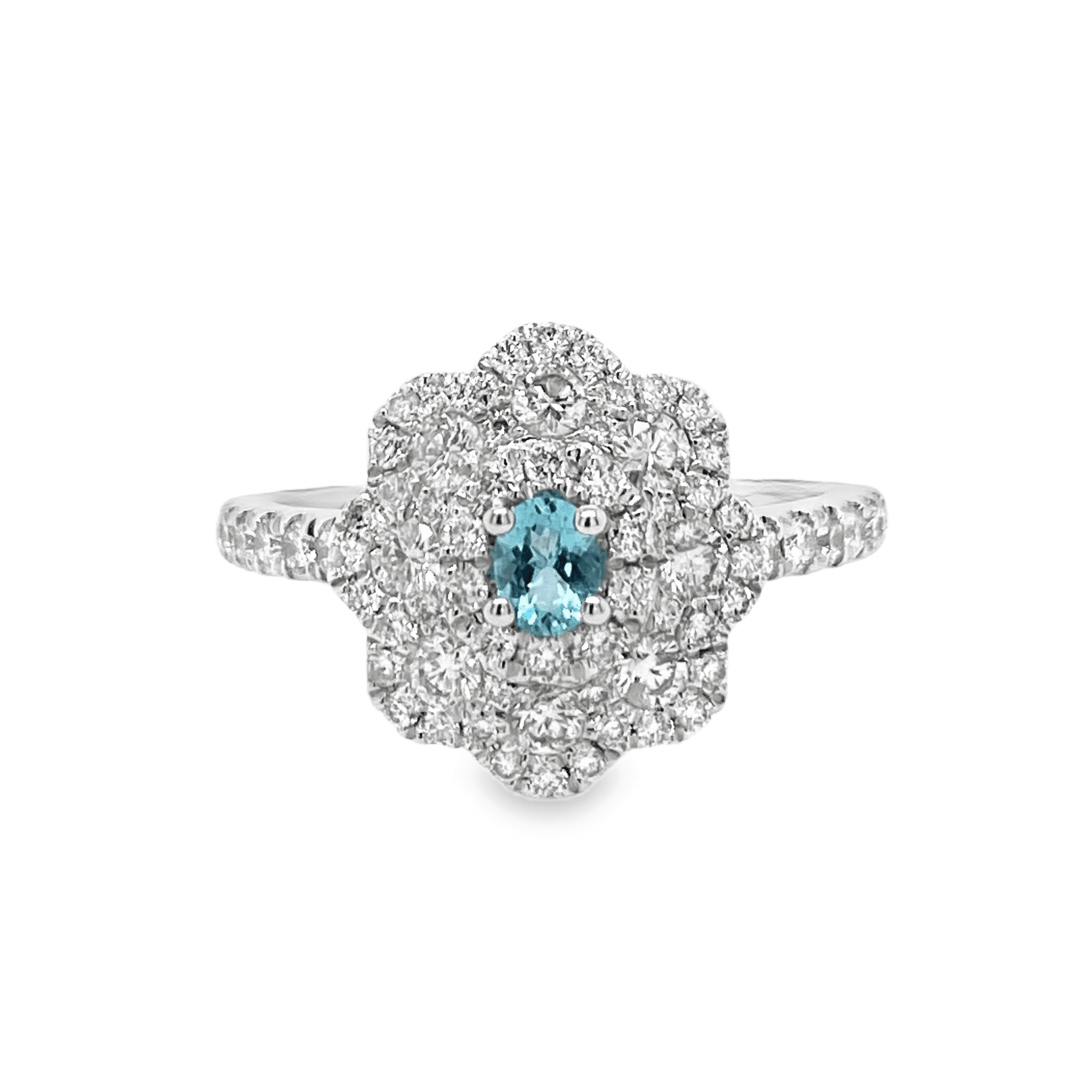 0.106ct Oval Paraiba Tourmaline & Diamond Platinum Ring - Candid Japan