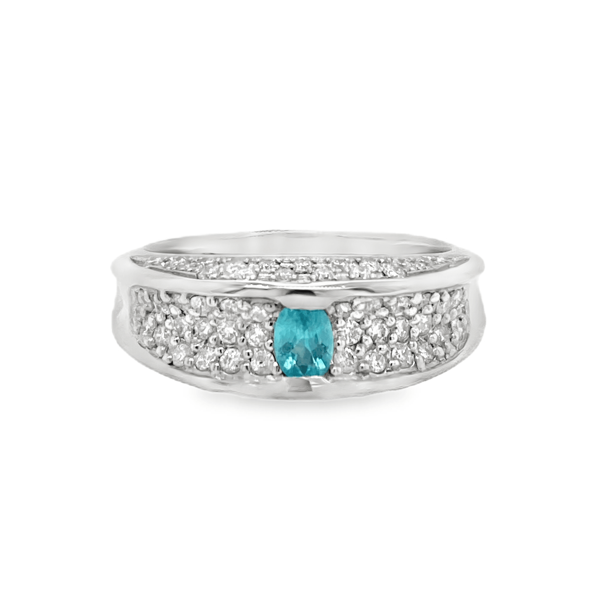 0.12ct Oval Paraiba Tourmaline & Diamond Platinum Ring - Candid Japan