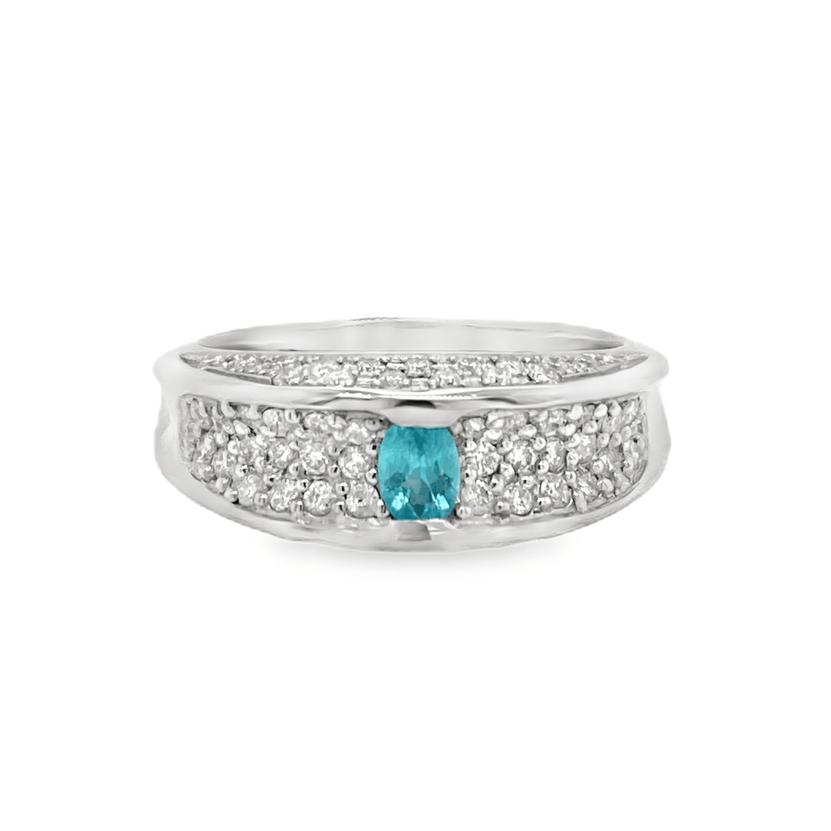 0.12ct Oval Paraiba Tourmaline & Diamond Platinum Ring - Candid Japan