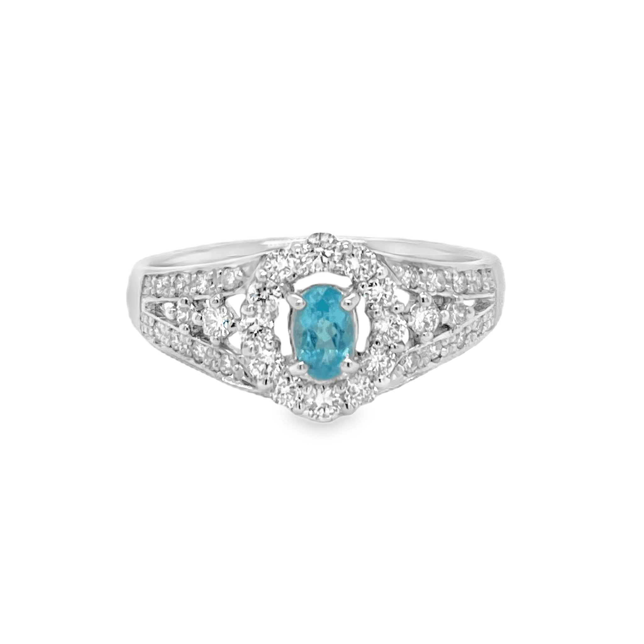 0.189ct Oval Paraiba Tourmaline & Diamond Platinum Ring - Candid Japan