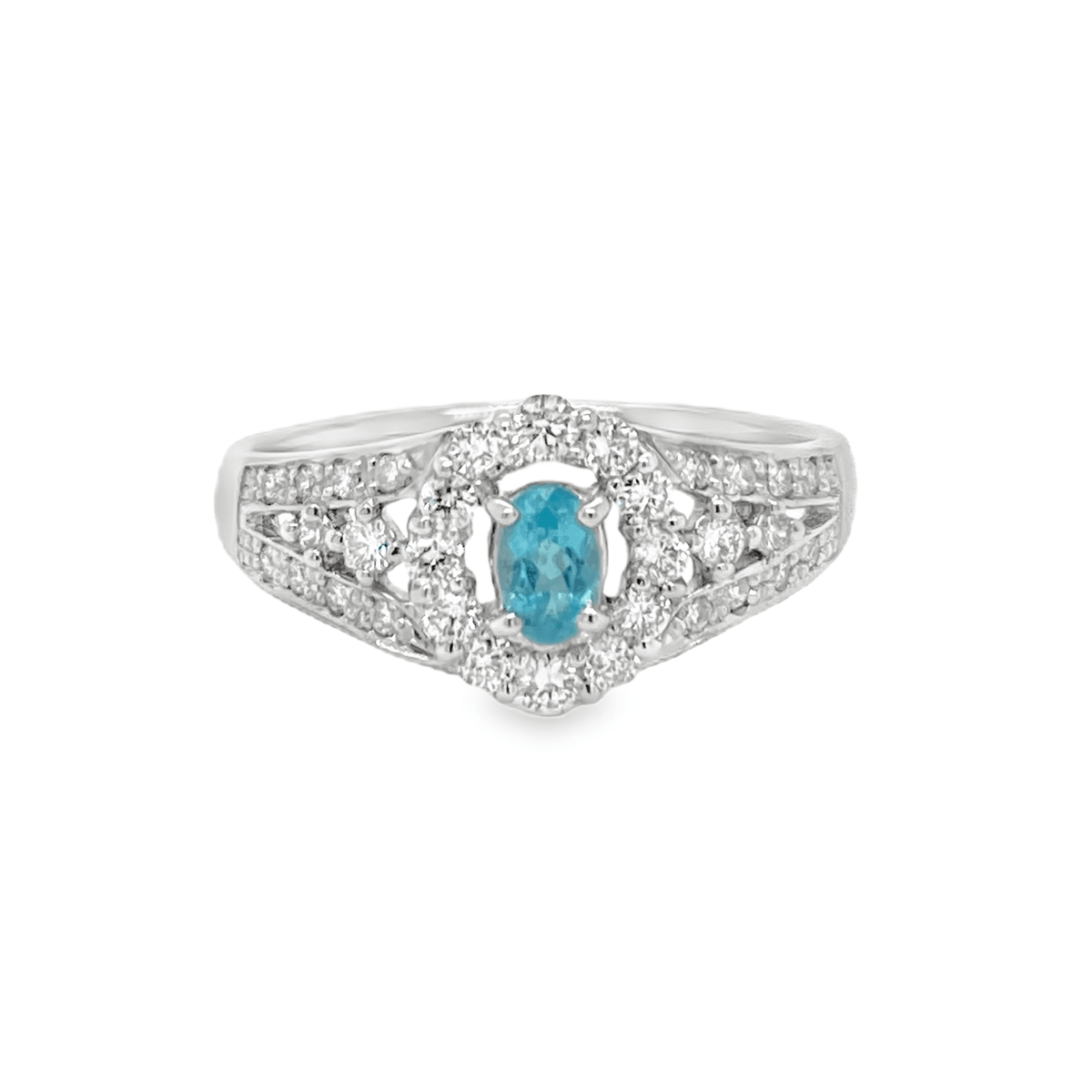 0.189ct Oval Paraiba Tourmaline & Diamond Platinum Ring - Candid Japan