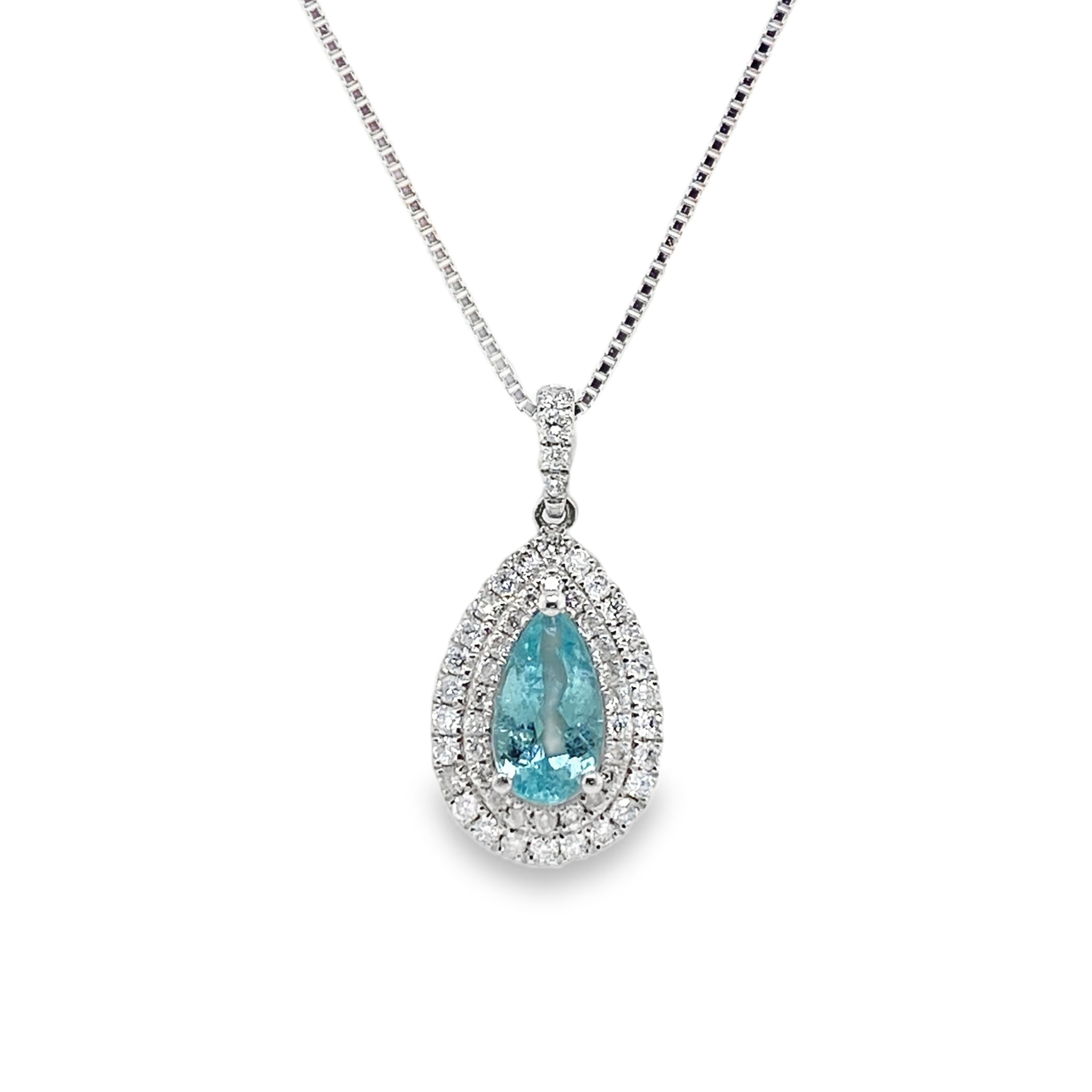 0.72ct Pear Paraiba Tourmaline & Diamond Platinum Pendant
