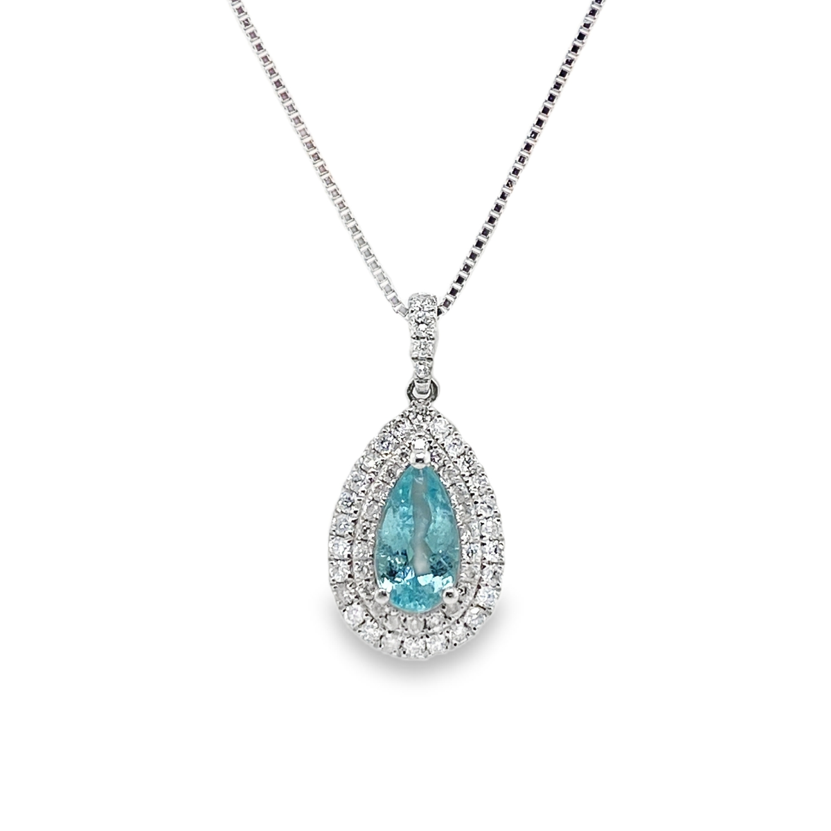 0.72ct Pear Paraiba Tourmaline & Diamond Platinum Pendant