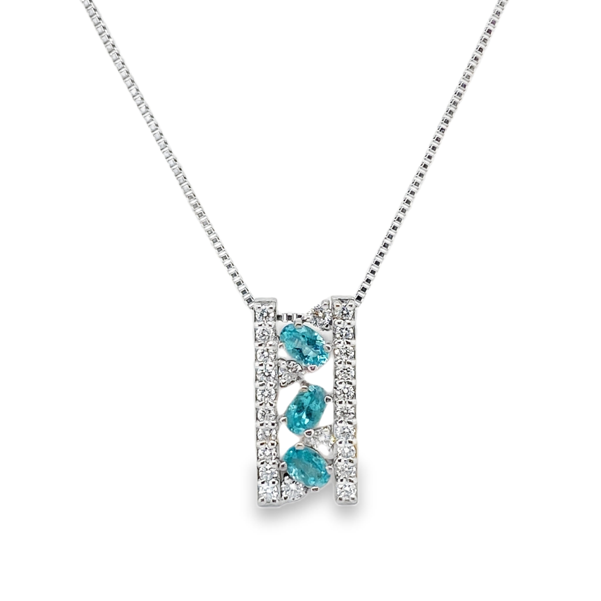 0.38ct Oval Paraiba Tourmaline & Diamond Platinum Pendant