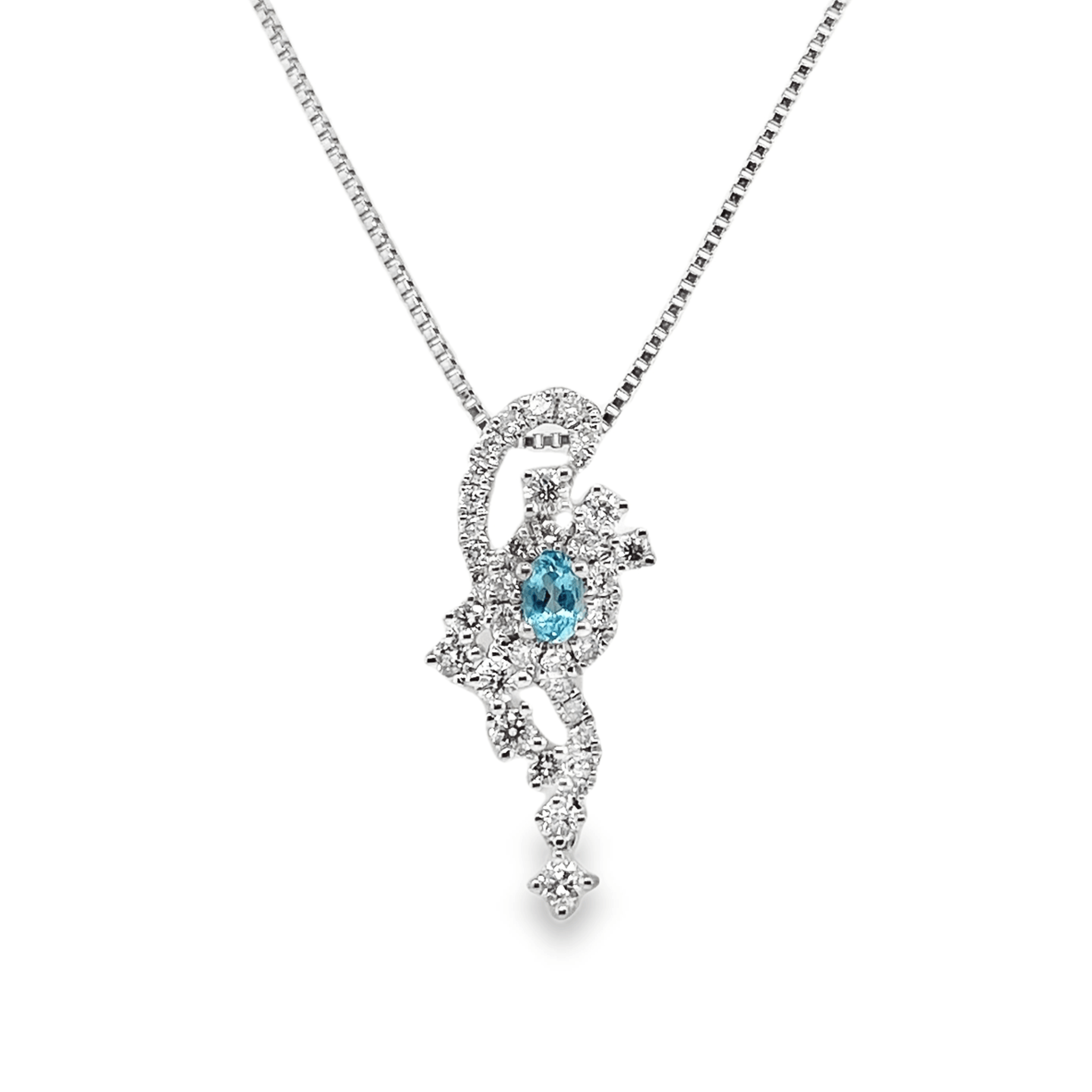 0.11ct Oval Paraiba Tourmaline & Diamond Platinum Pendant - Candid Japan
