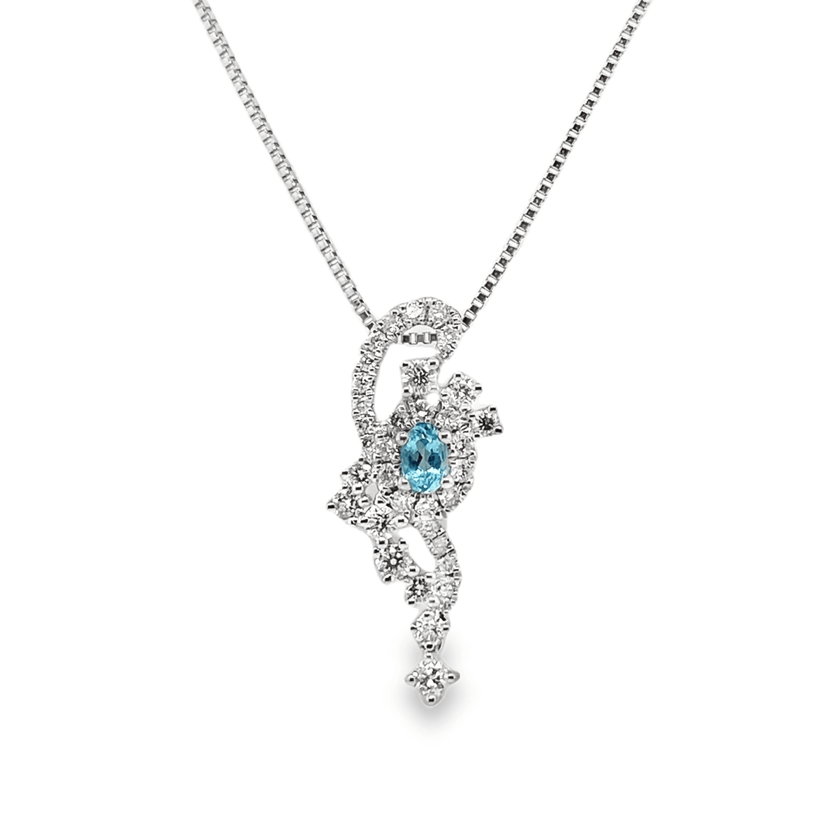 0.11ct Oval Paraiba Tourmaline & Diamond Platinum Pendant - Candid Japan