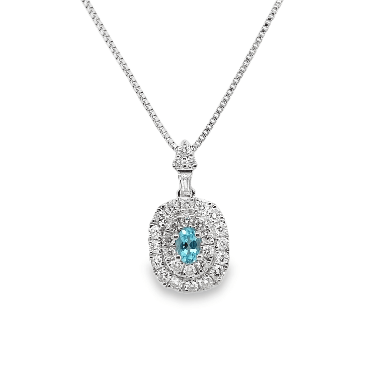 0.143ct Oval Paraiba Tourmaline & Diamond Platinum Pendant - Candid Japan