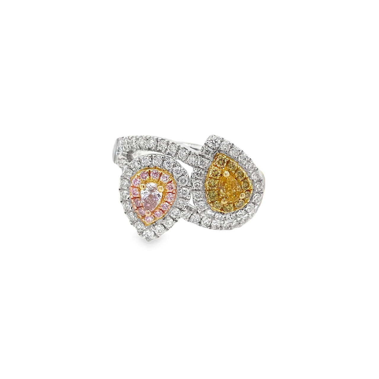 Pear-Shaped Light Purplish Pink Elegant Two-Tone Diamond Ring