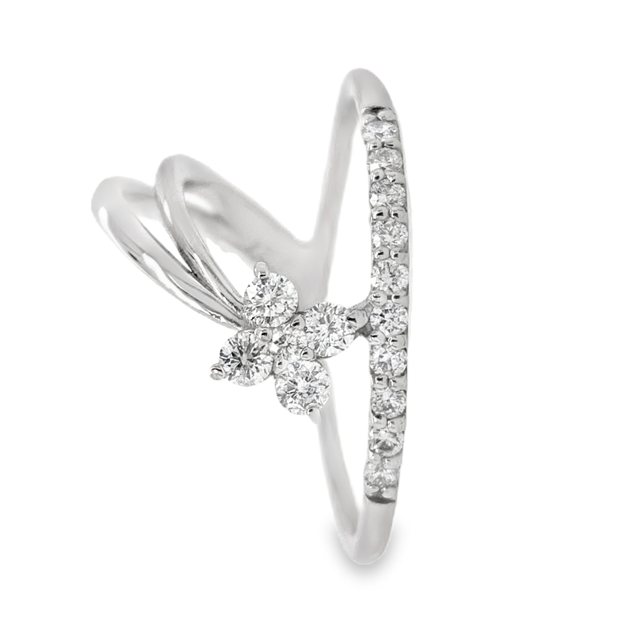 Flaired Flower Diamond Ring