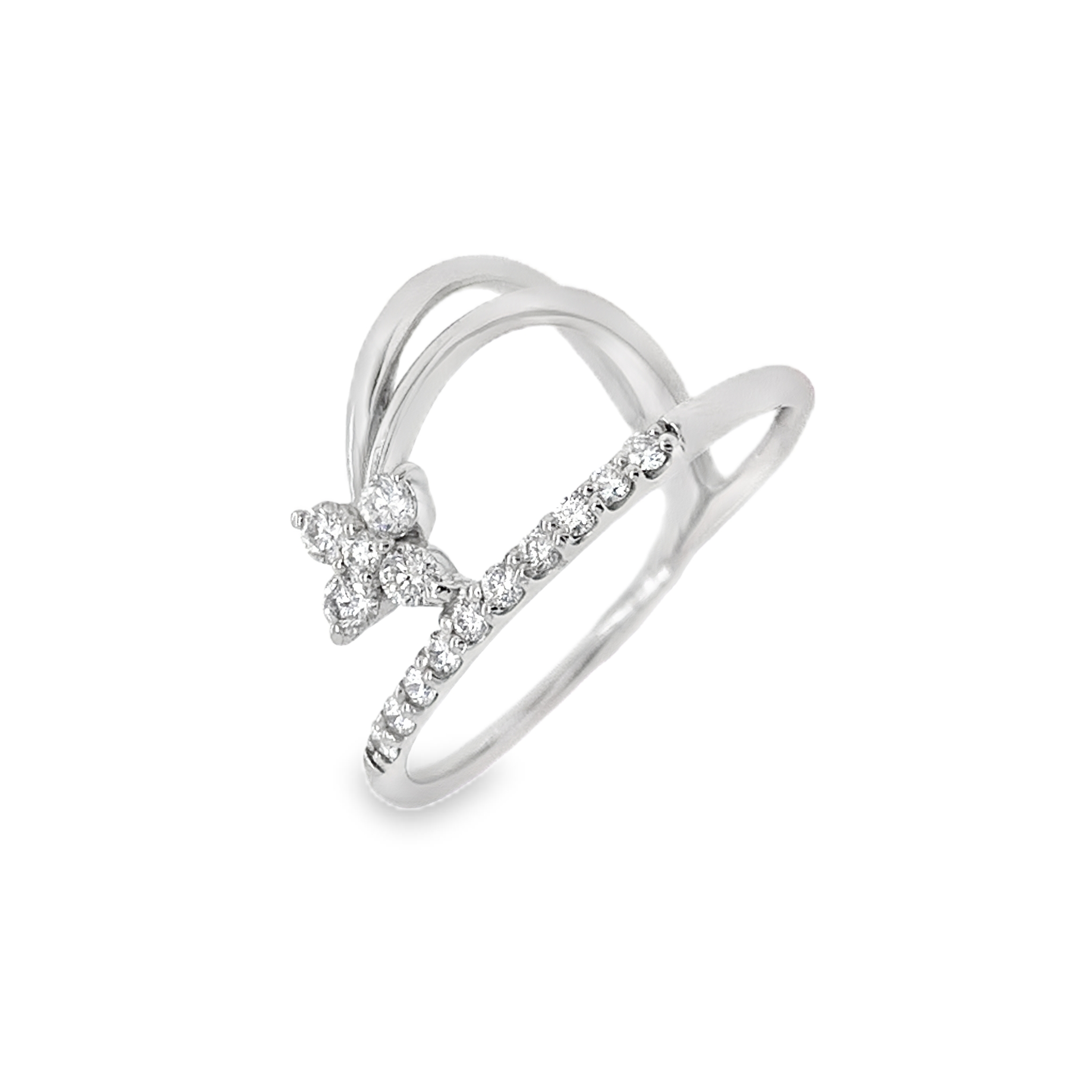 Flaired Flower Diamond Ring