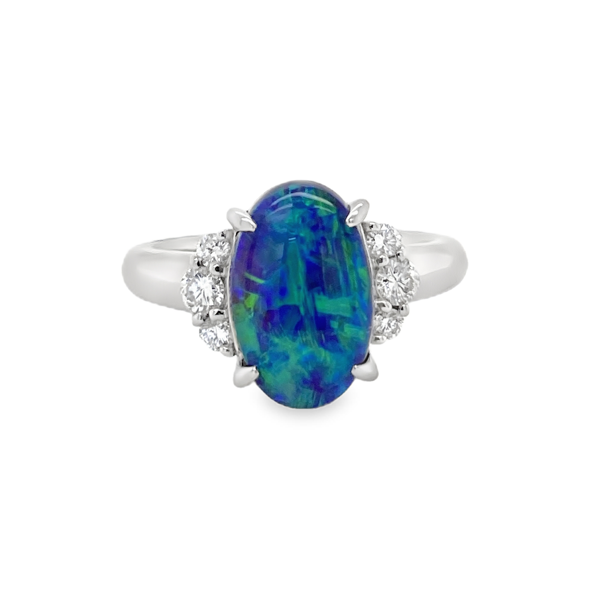 2.83ct Oval Black Opal & Diamond Ring