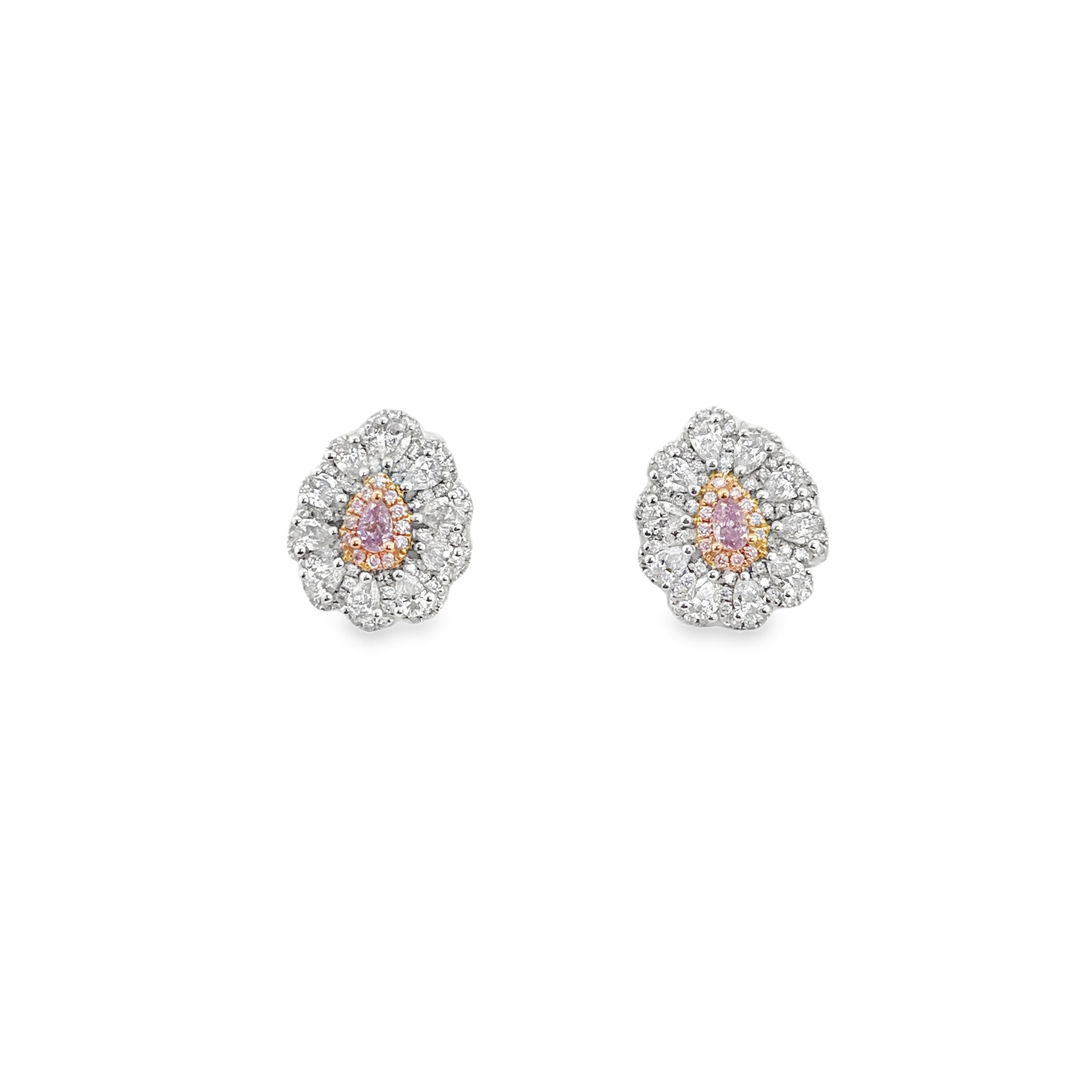Fancy Light Purplish Pink Diamond Earrings with Halo