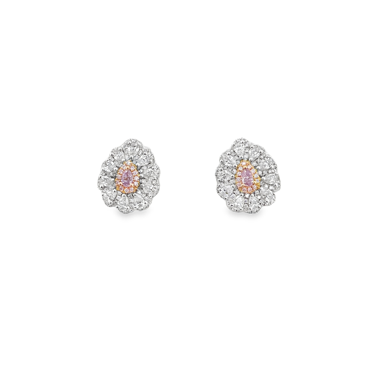 Fancy Light Purplish Pink Diamond Earrings with Halo