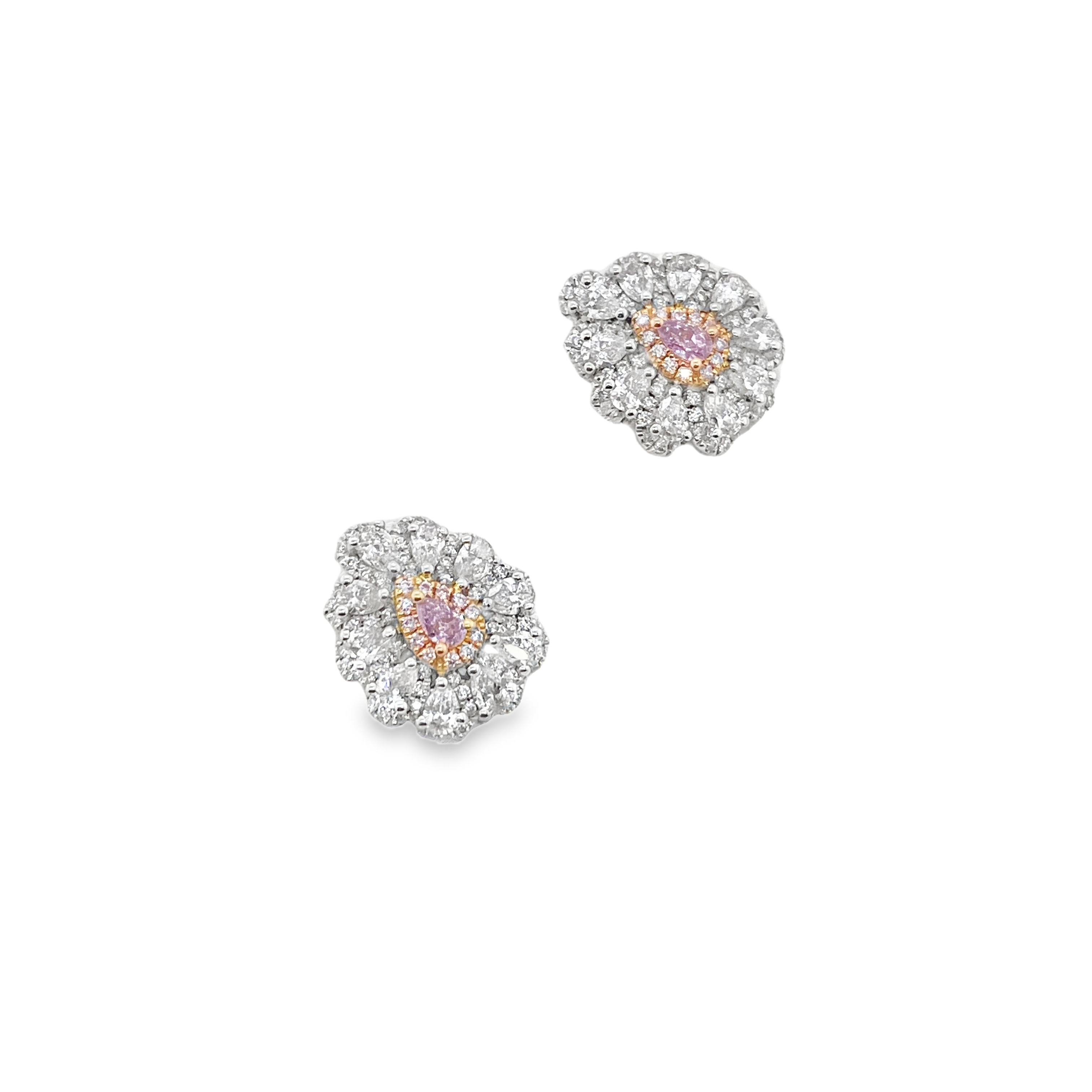 Fancy Light Purplish Pink Diamond Earrings with Halo