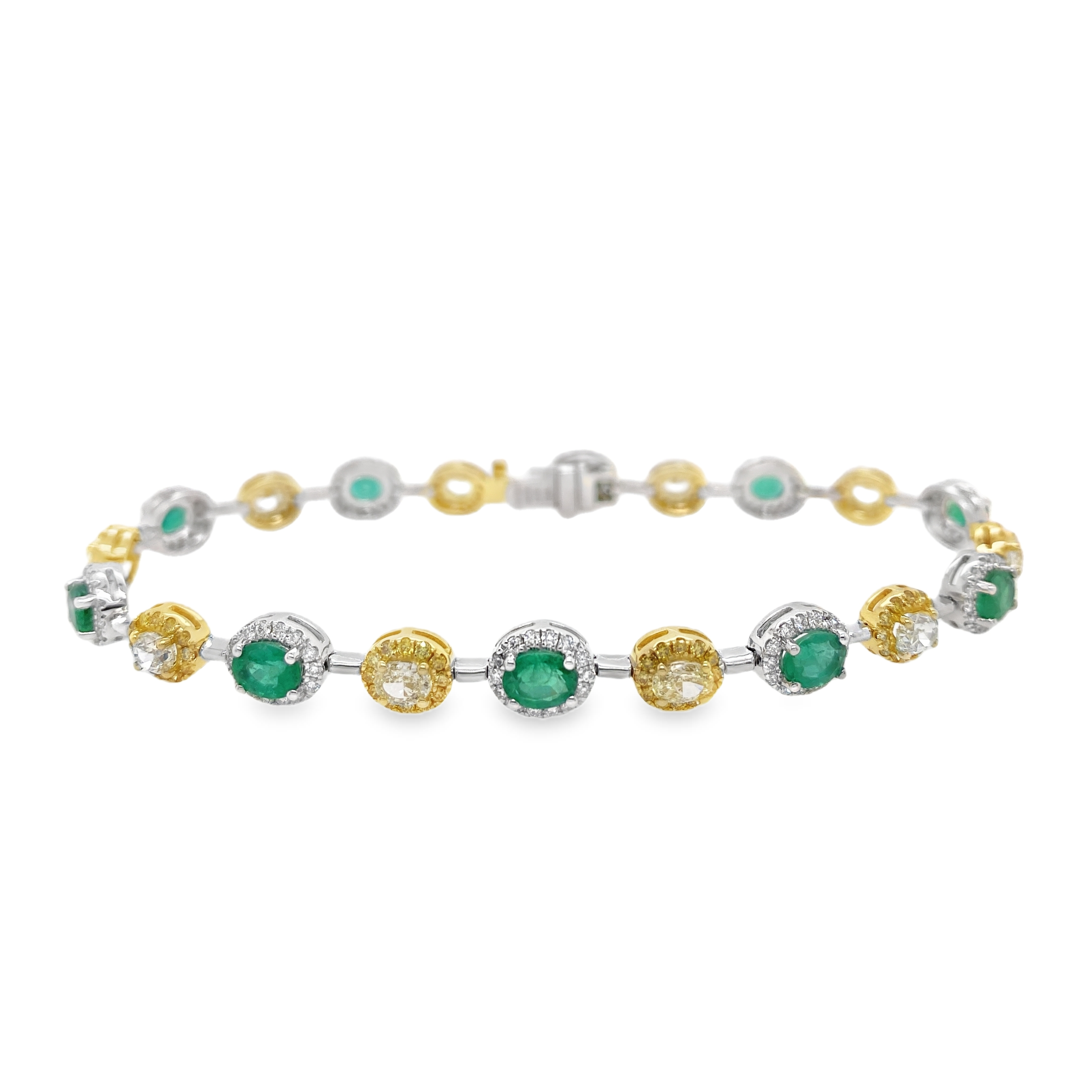 Oval Emerald & Yellow Diamond Bracelet