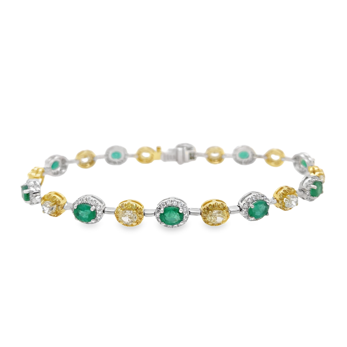 Oval Emerald & Yellow Diamond Bracelet
