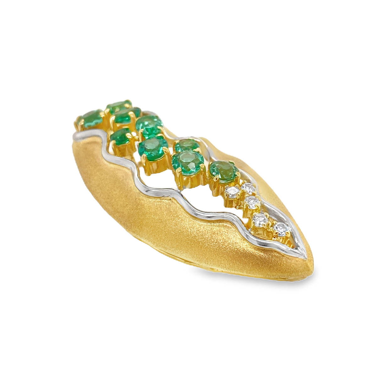 Leaf-Inspired Paraiba & Diamond Brooch/Pendant