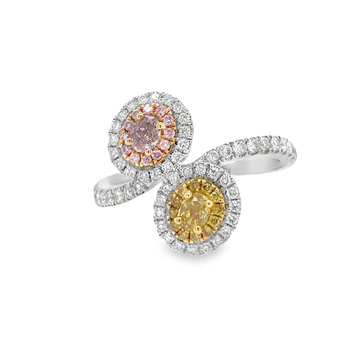 Fancy Pink & Yellow Oval Diamond Ring