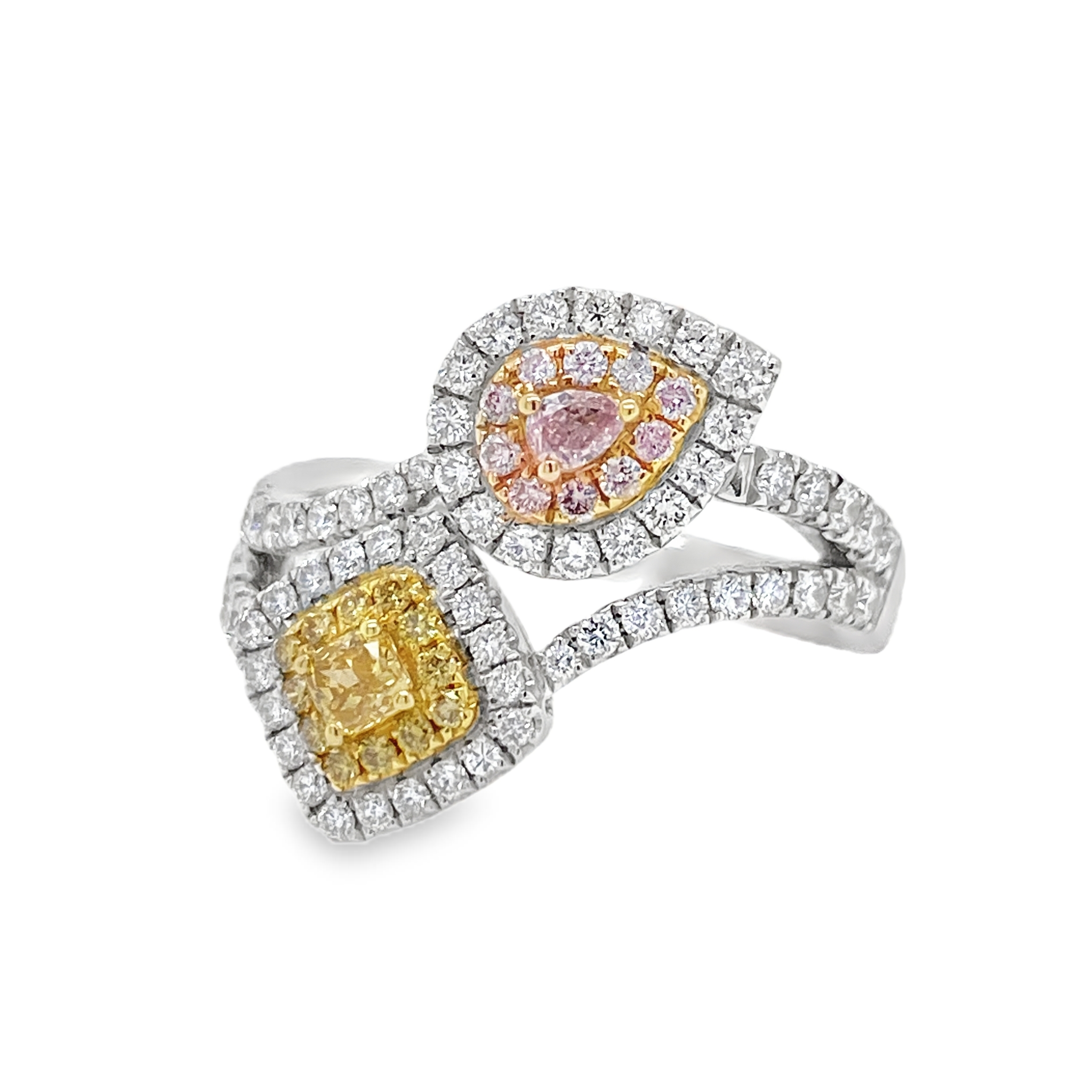 Fancy Pink & Yellow Diamond Double Ring