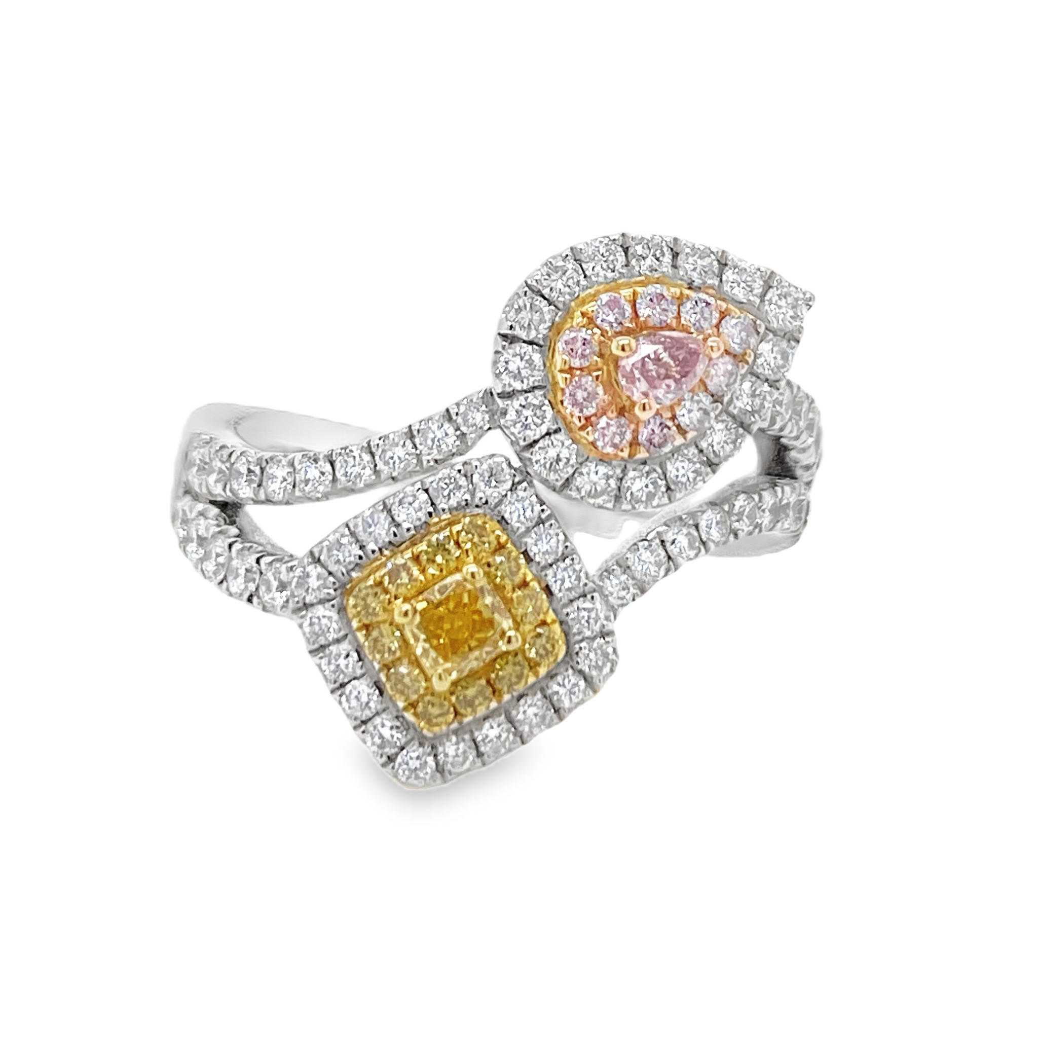 Fancy Pink & Yellow Diamond Double Ring