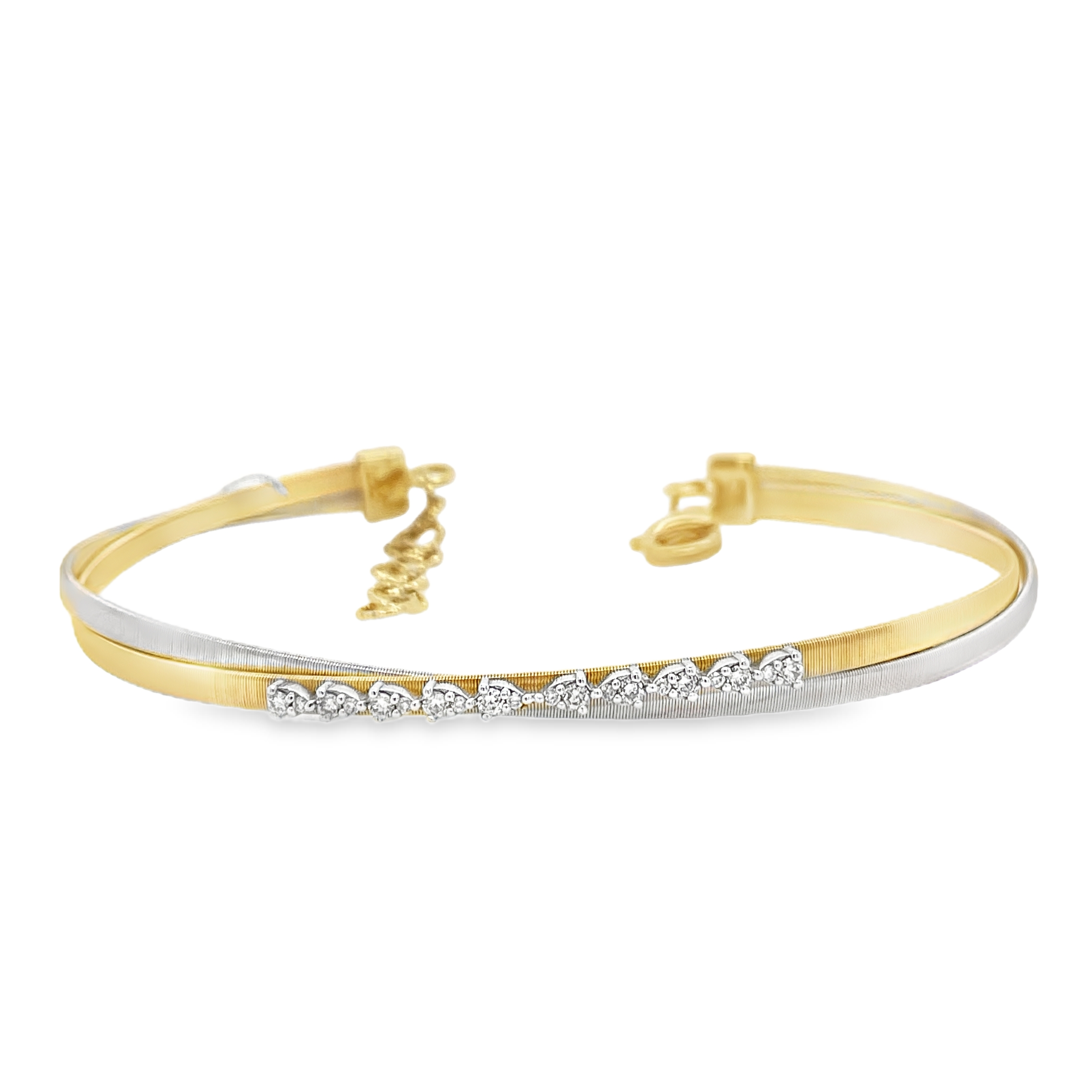 Silky Straight-Line Brushed Metal Diamond Bangle