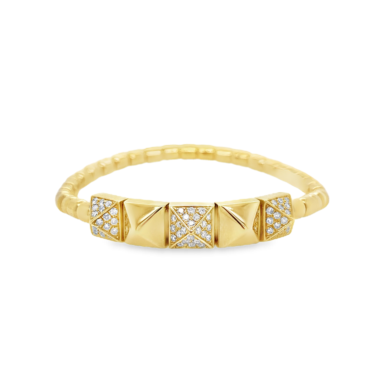 Angular Free-Size Diamond Bangle Bracelet