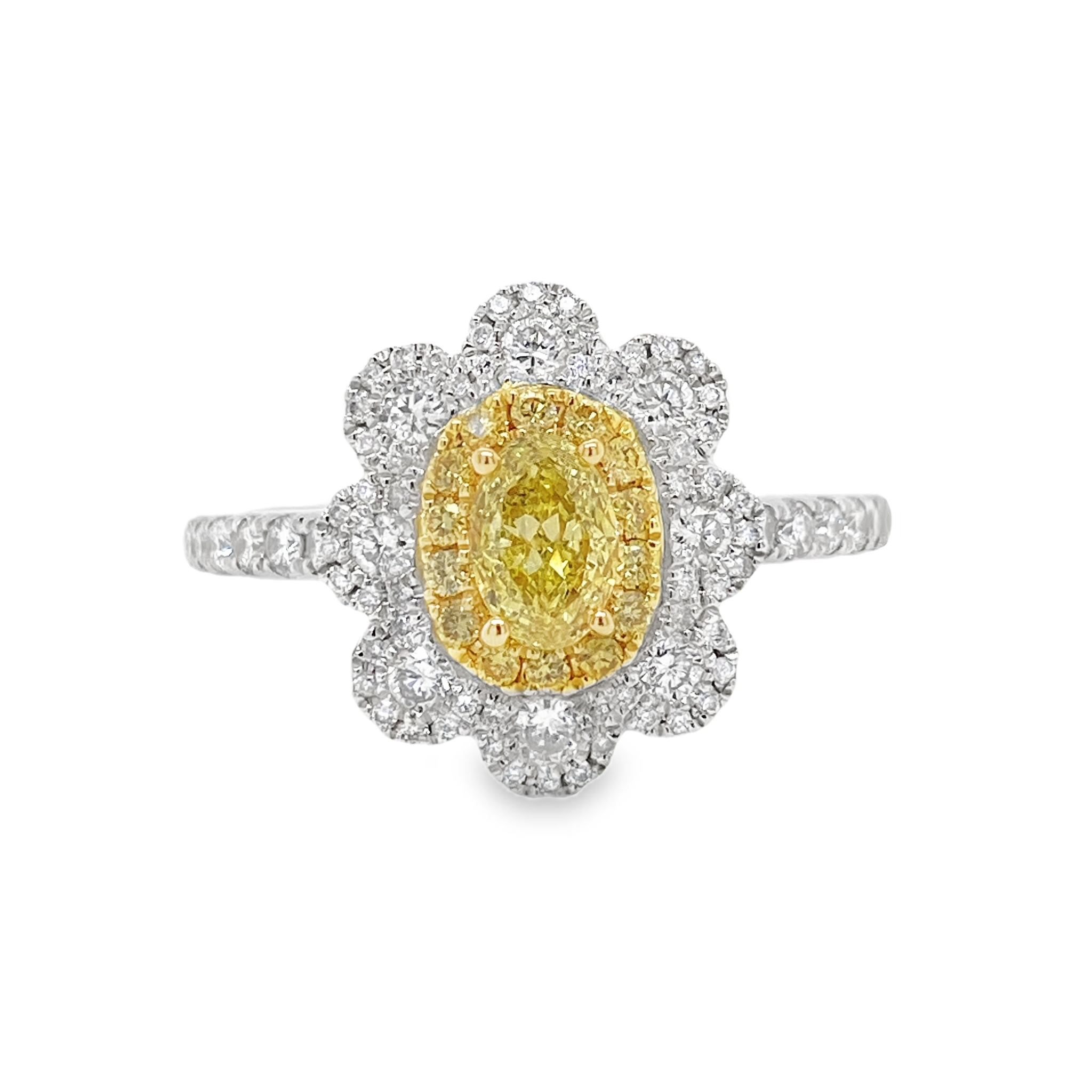 Fancy Intense Yellow Oval Diamond Ring