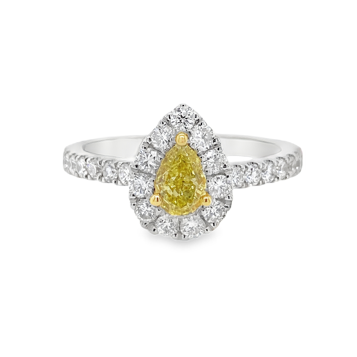 Fancy Intense Yellow Pear Diamond Ring