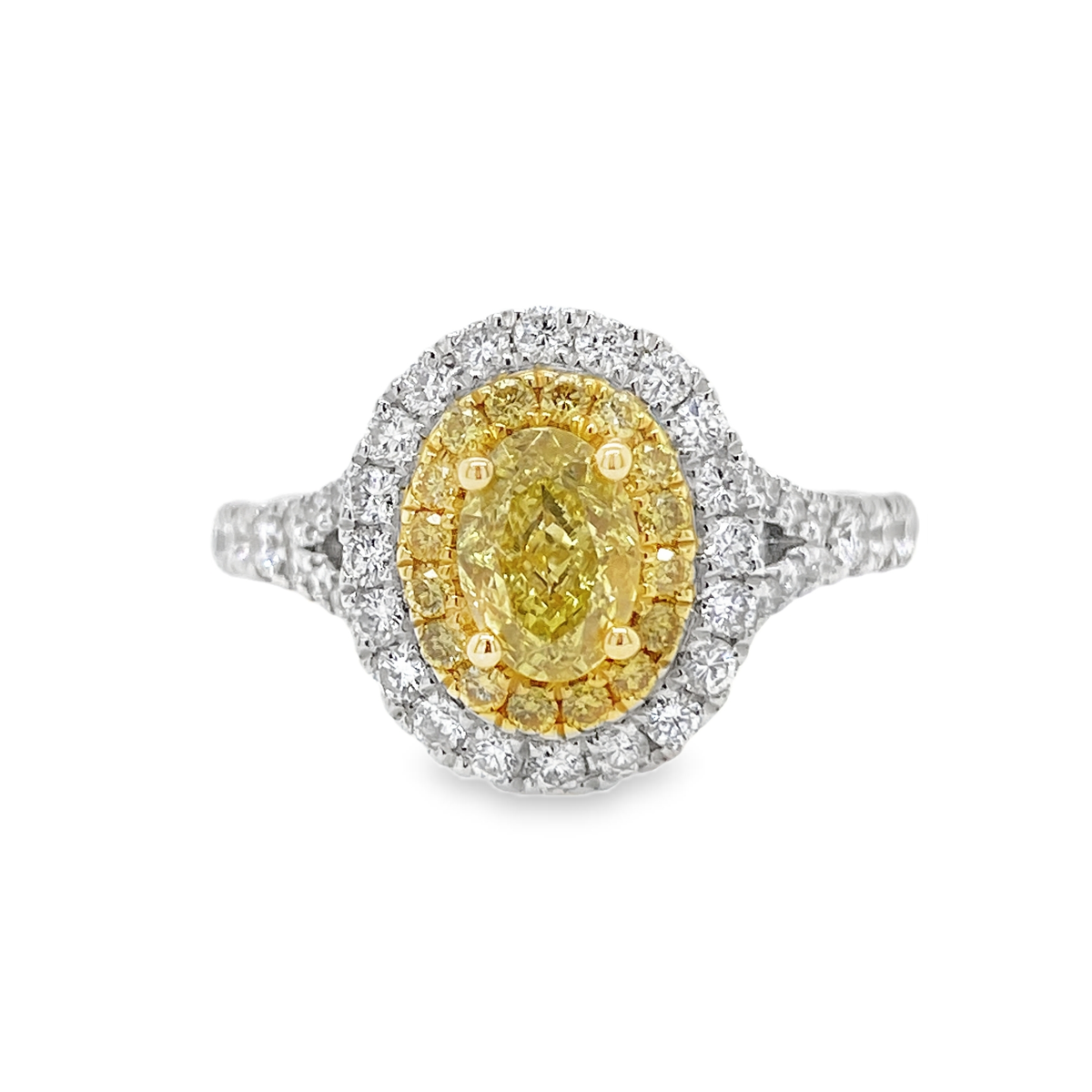 Fancy Intense Yellow Cushion Diamond Ring